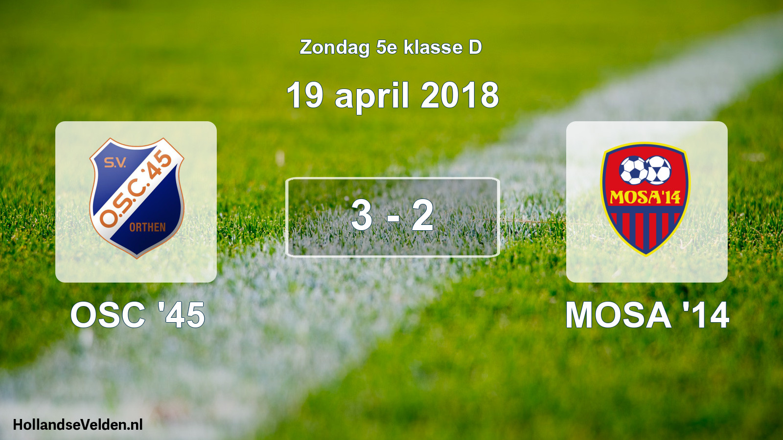 Total number of matches played: OSC '45 - MOSA '14 3 - 2 (19 April 2018)