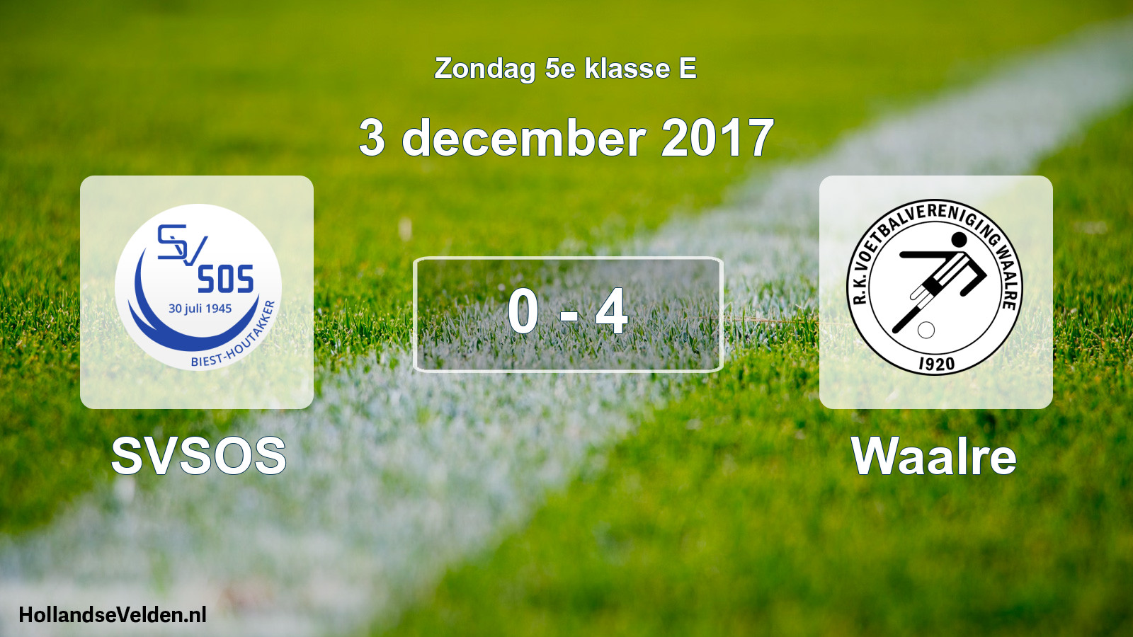 Total number of matches played: SVSOS - Waalre 0 - 4 (3 December 2017)