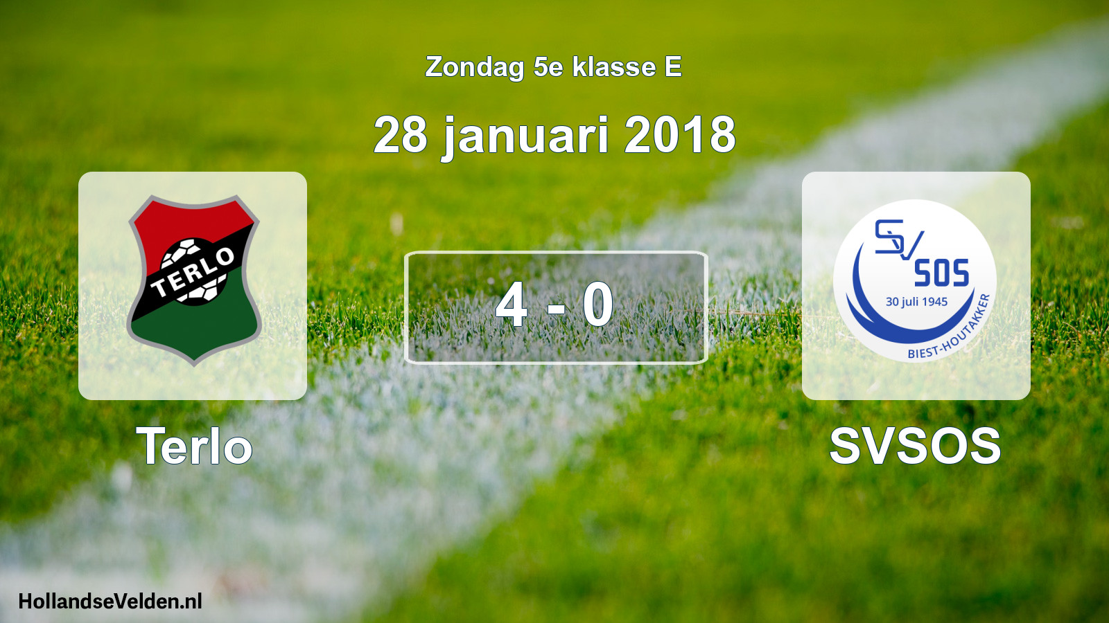 Total number of matches played: Terlo - SVSOS 4 - 0 (28 January 2018)