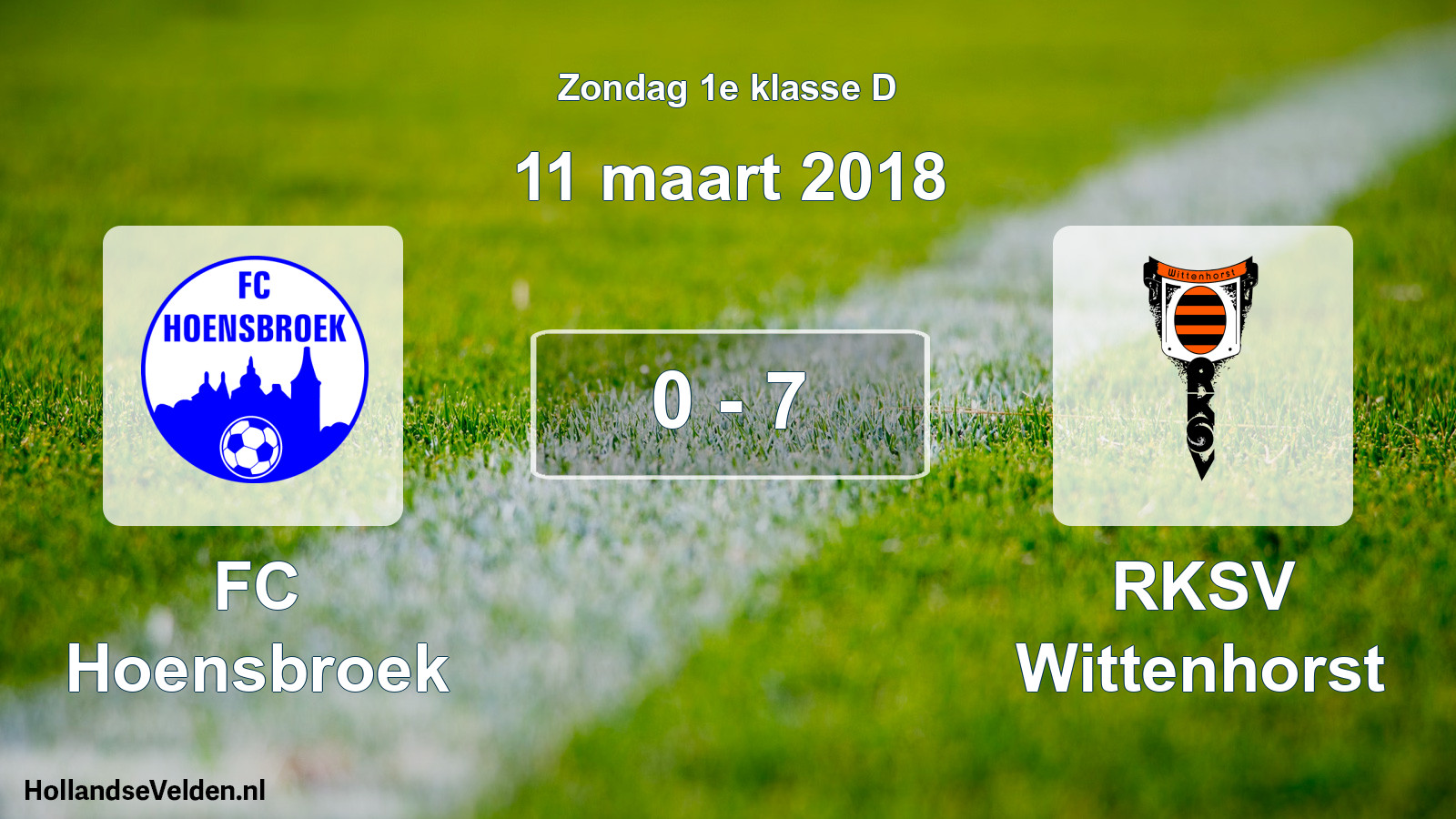 Total number of matches played: FC Hoensbroek - RKSV Wittenhorst 0 - 7 (11 March 2018)
