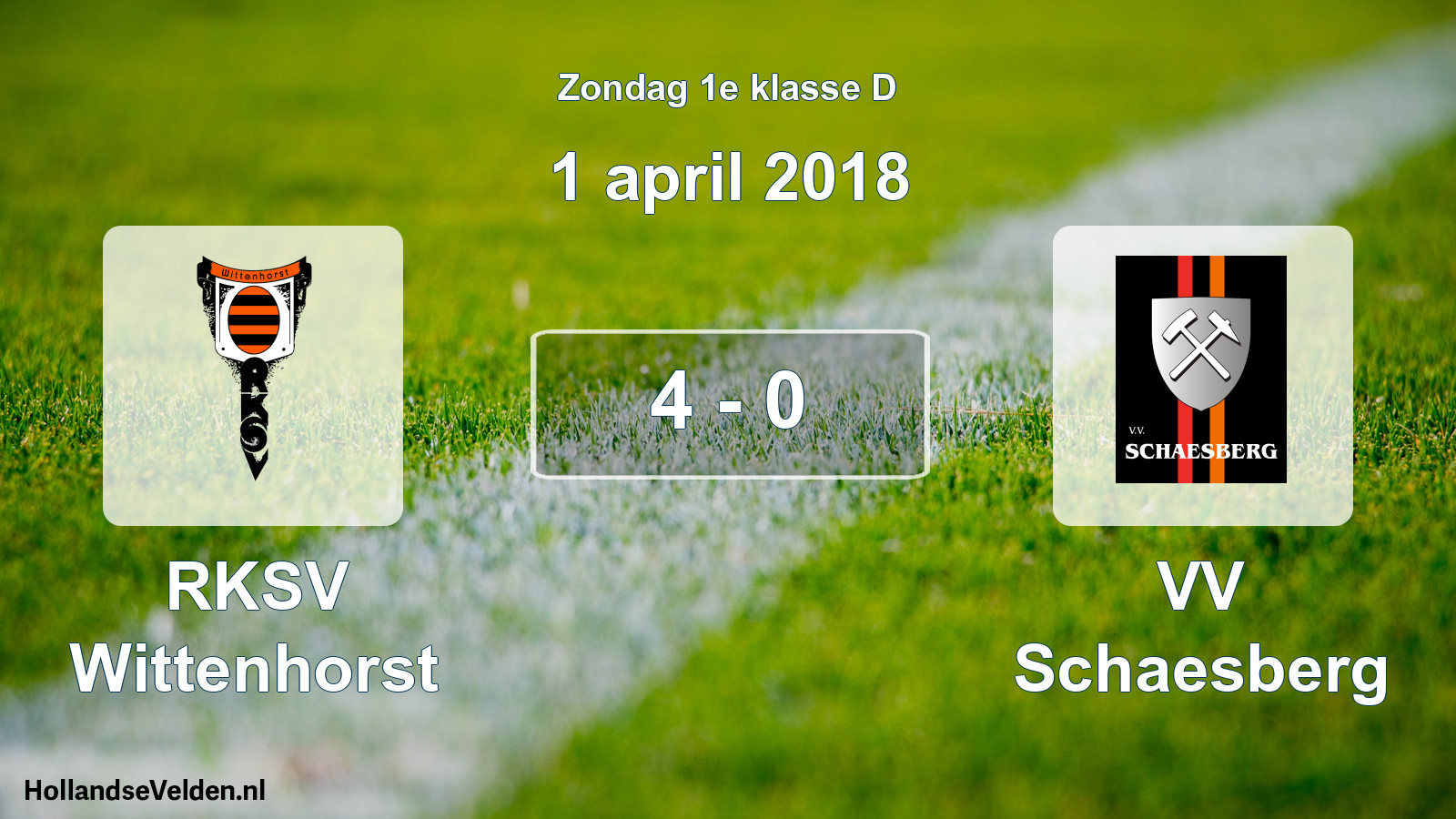 Total number of matches played: RKSV Wittenhorst - VV Schaesberg 4 - 0 (1 April 2018)