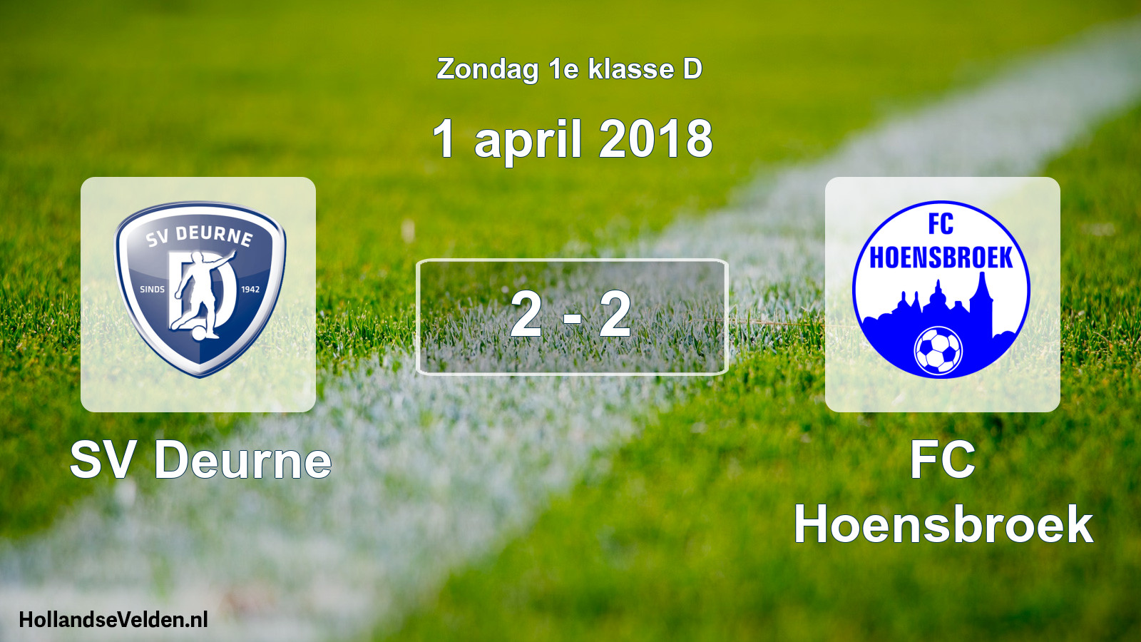 Total number of matches played: SV Deurne - FC Hoensbroek 2 - 2 (1 April 2018)