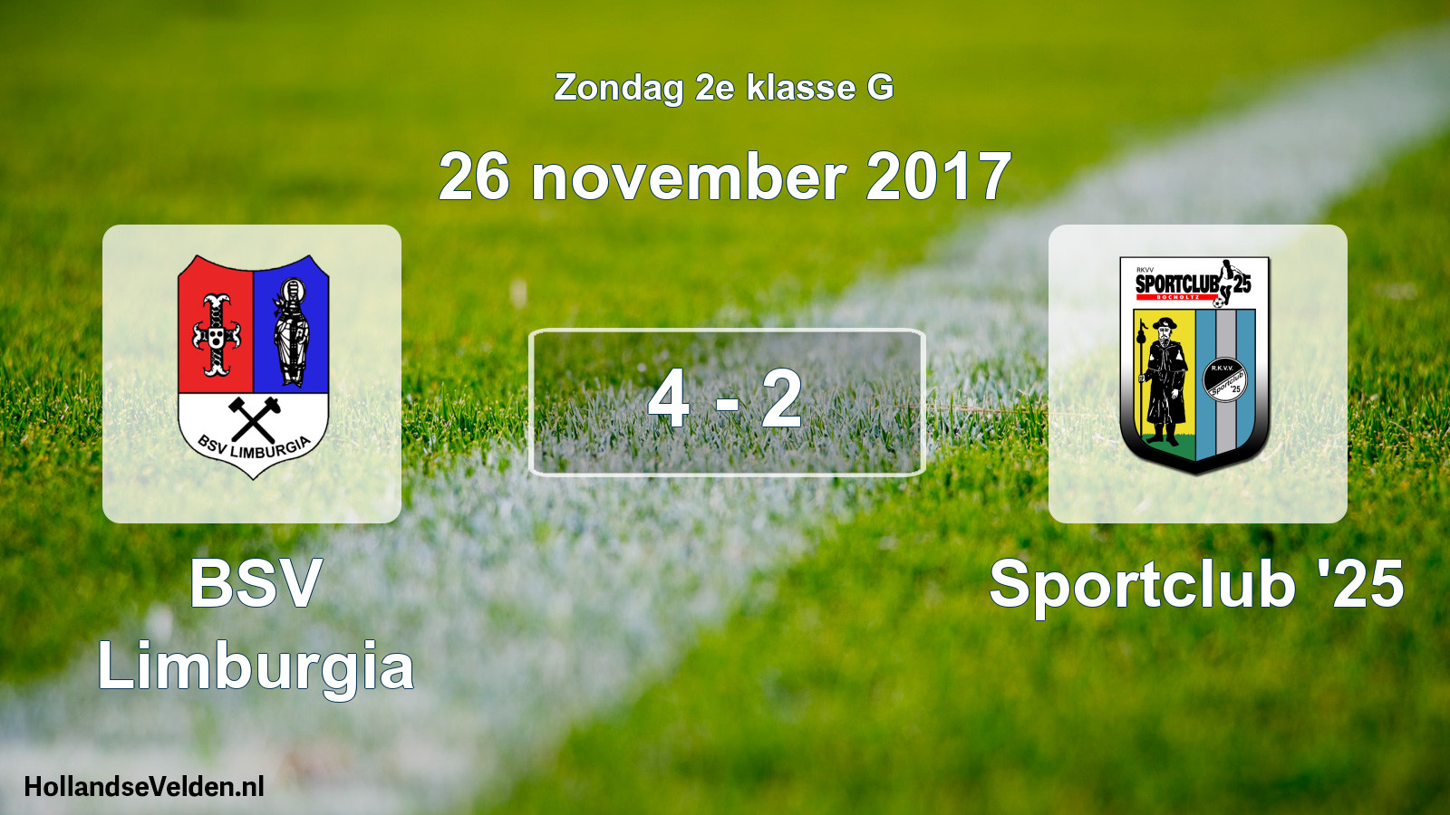 Total number of matches played: BSV Limburgia - Sportclub '25 4 - 2 (26 November 2017)