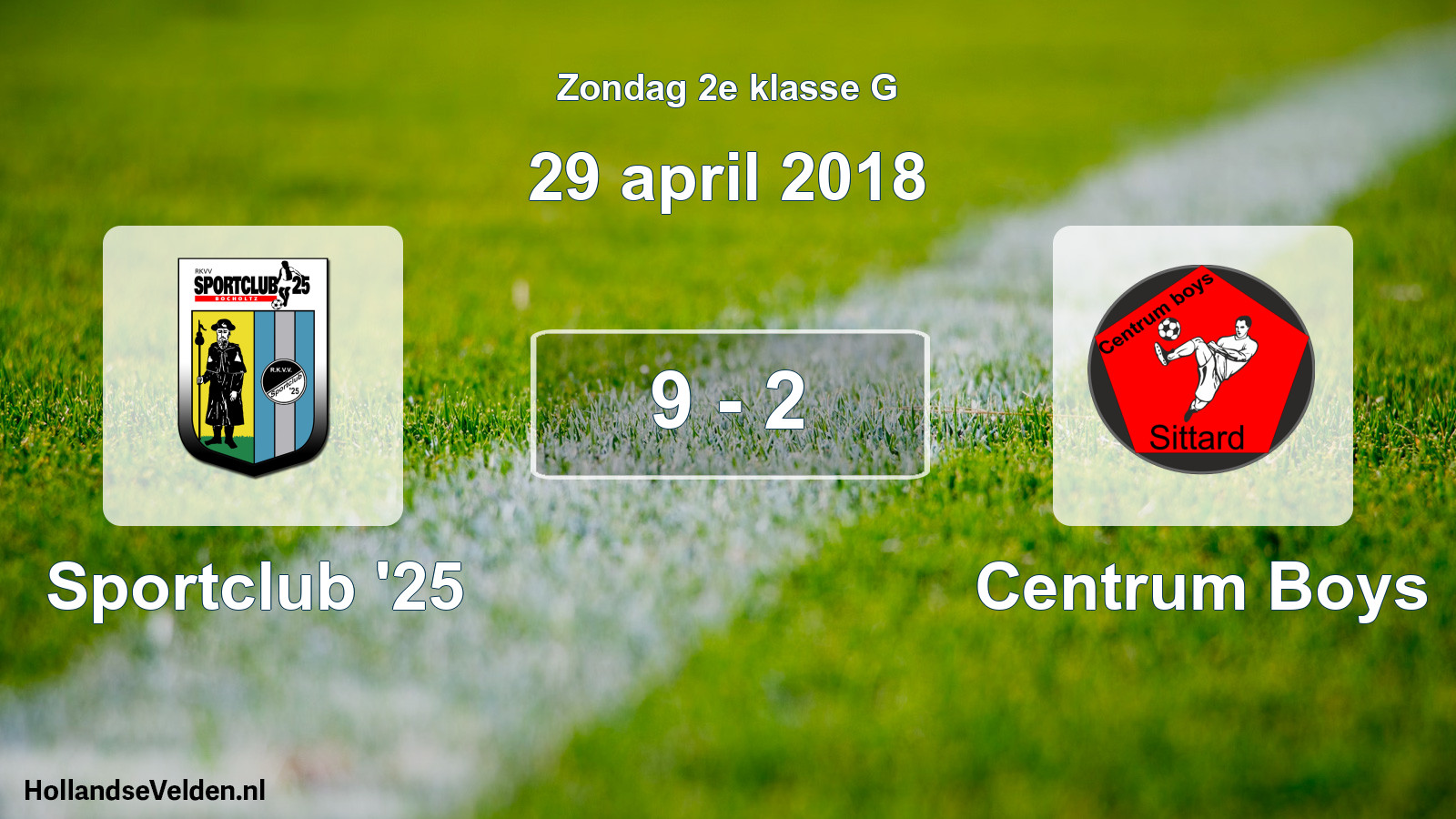 Total number of matches played: Sportclub '25 - Centrum Boys 9 - 2 (29 April 2018)