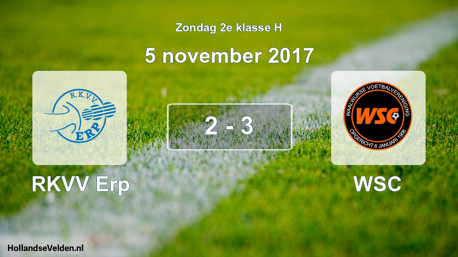 Total number of matches played: RKVV Erp - WSC 2 - 3 (5 November 2017)
