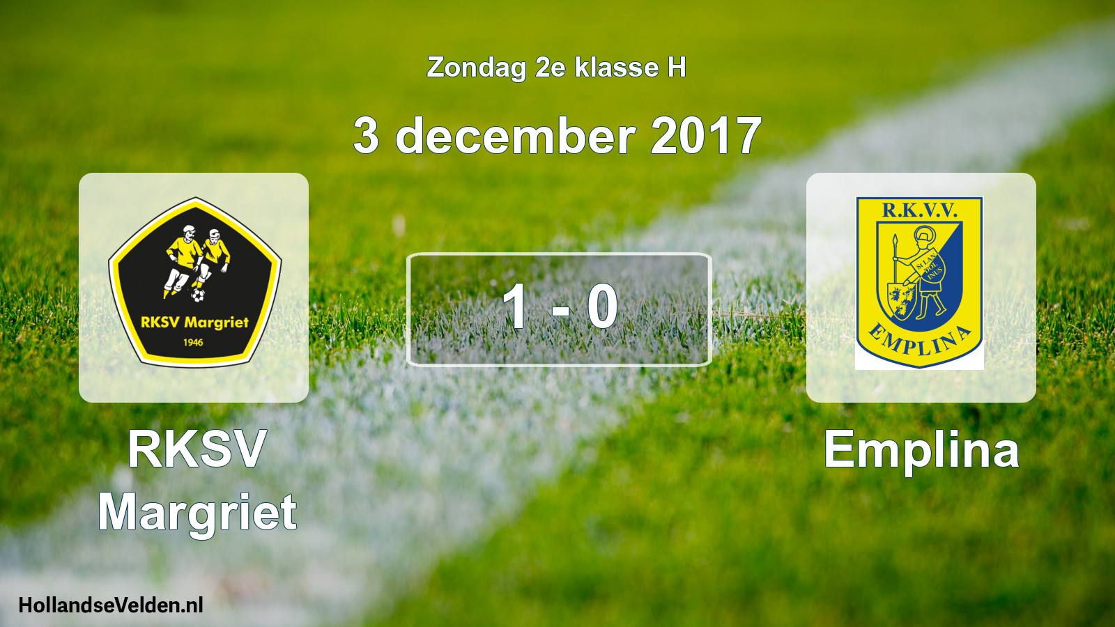 Total number of matches played: RKSV Margriet - Emplina 1 - 0 (3 December 2017)