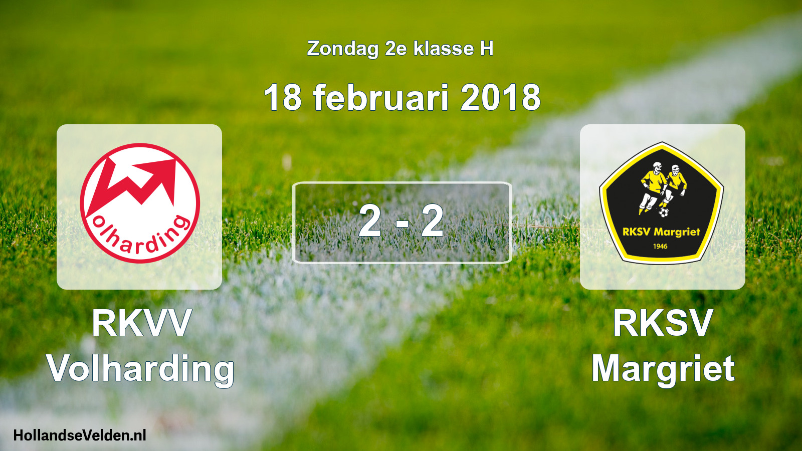 Total number of matches played: RKVV Volharding - RKSV Margriet 2 - 2 (18 February 2018)