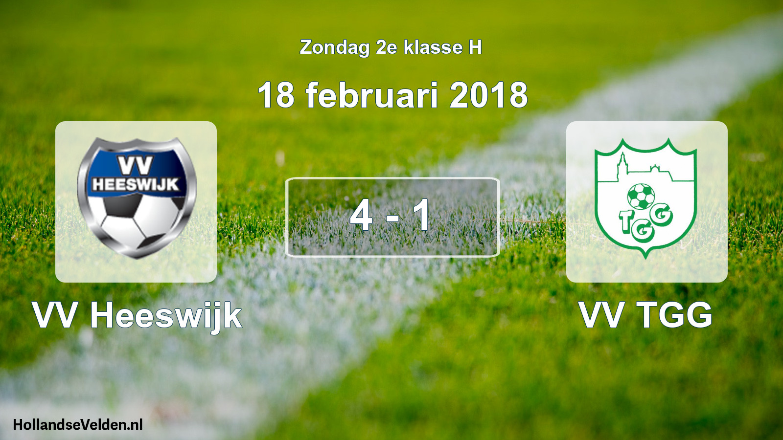 Total number of matches played: VV Heeswijk - VV TGG 4 - 1 (18 February 2018)