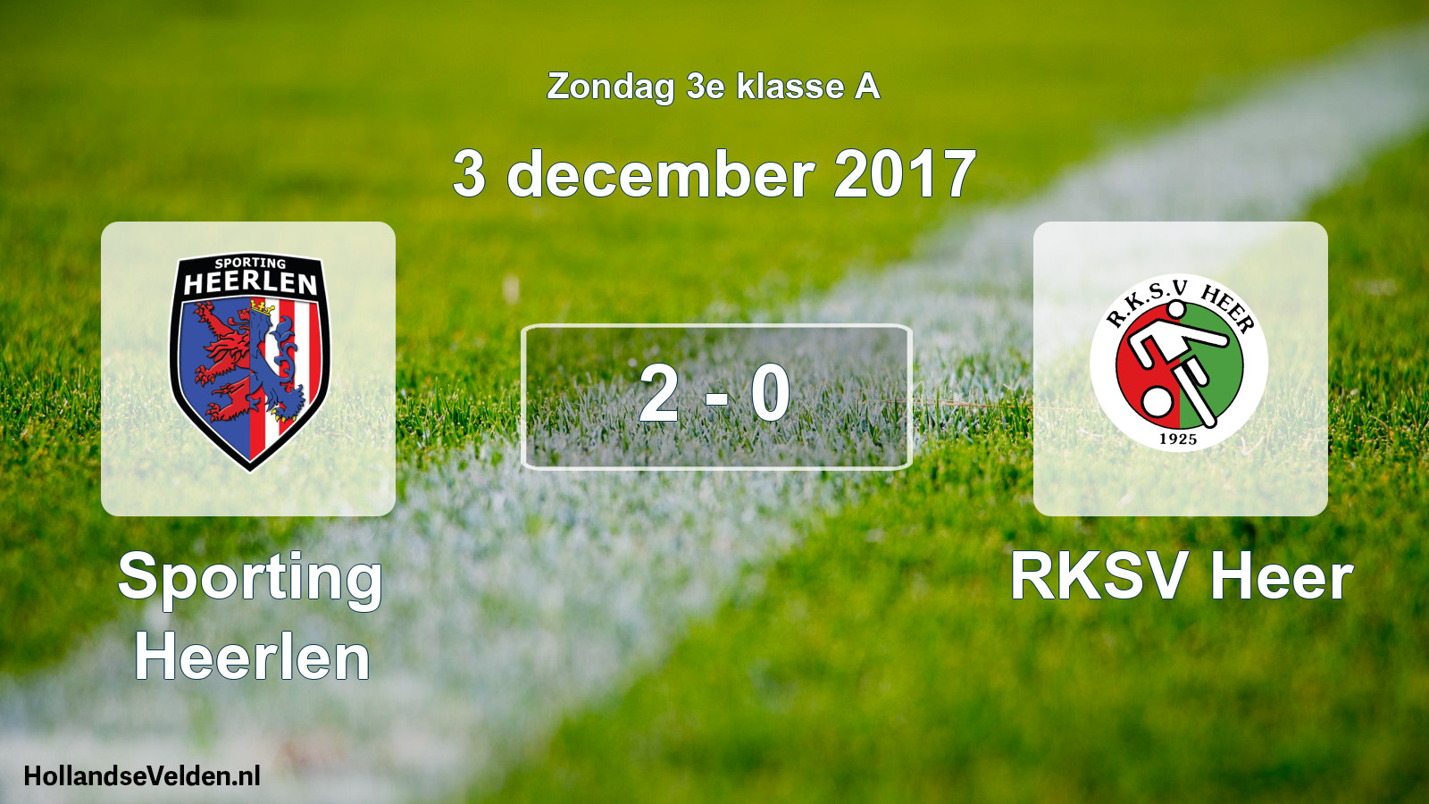 Total number of matches played: Sporting Heerlen - RKSV Heer 2 - 0 (3 December 2017)