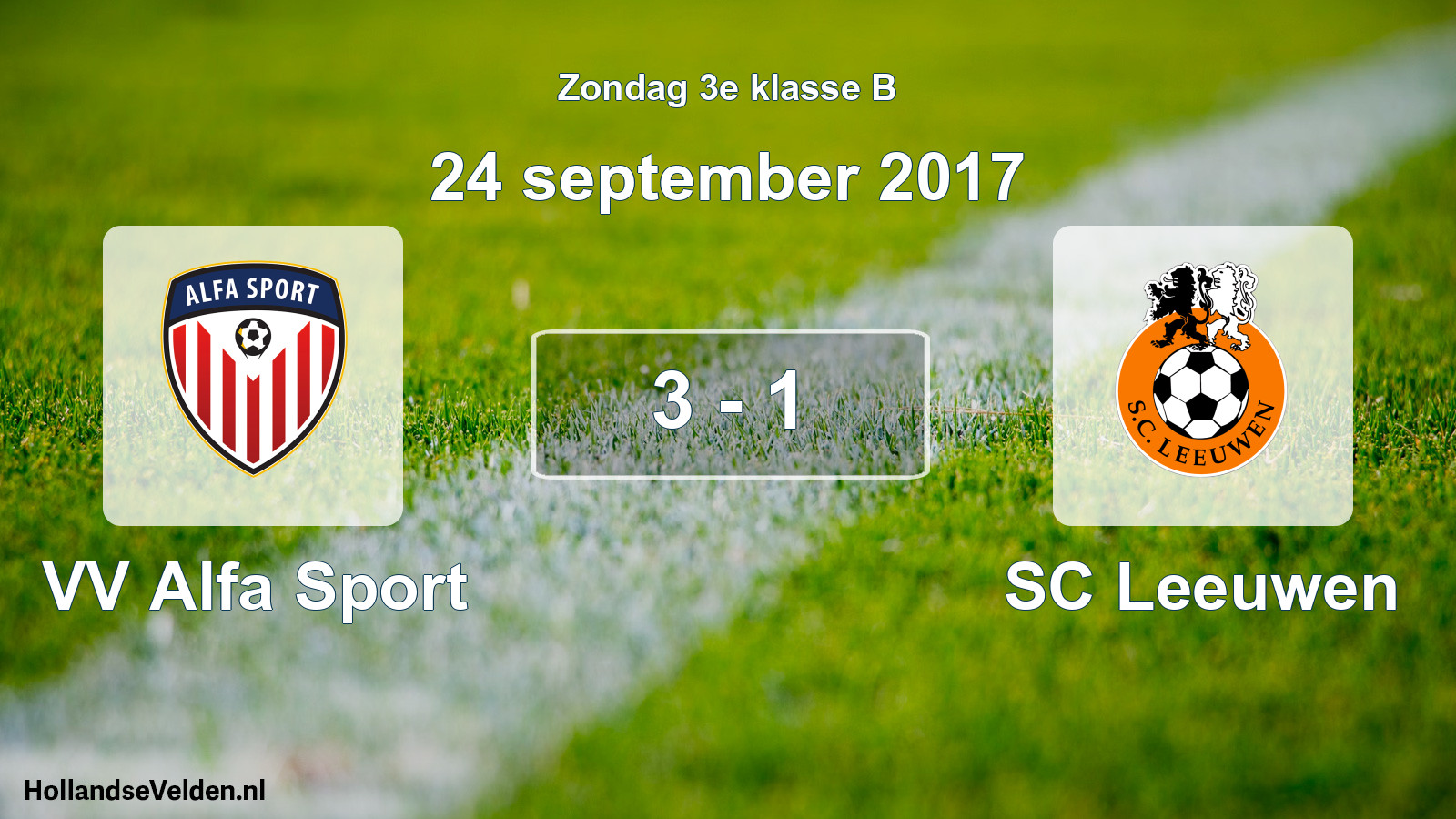 Total number of matches played: VV Alfa Sport - SC Leeuwen 3 - 1 (24 September 2017)