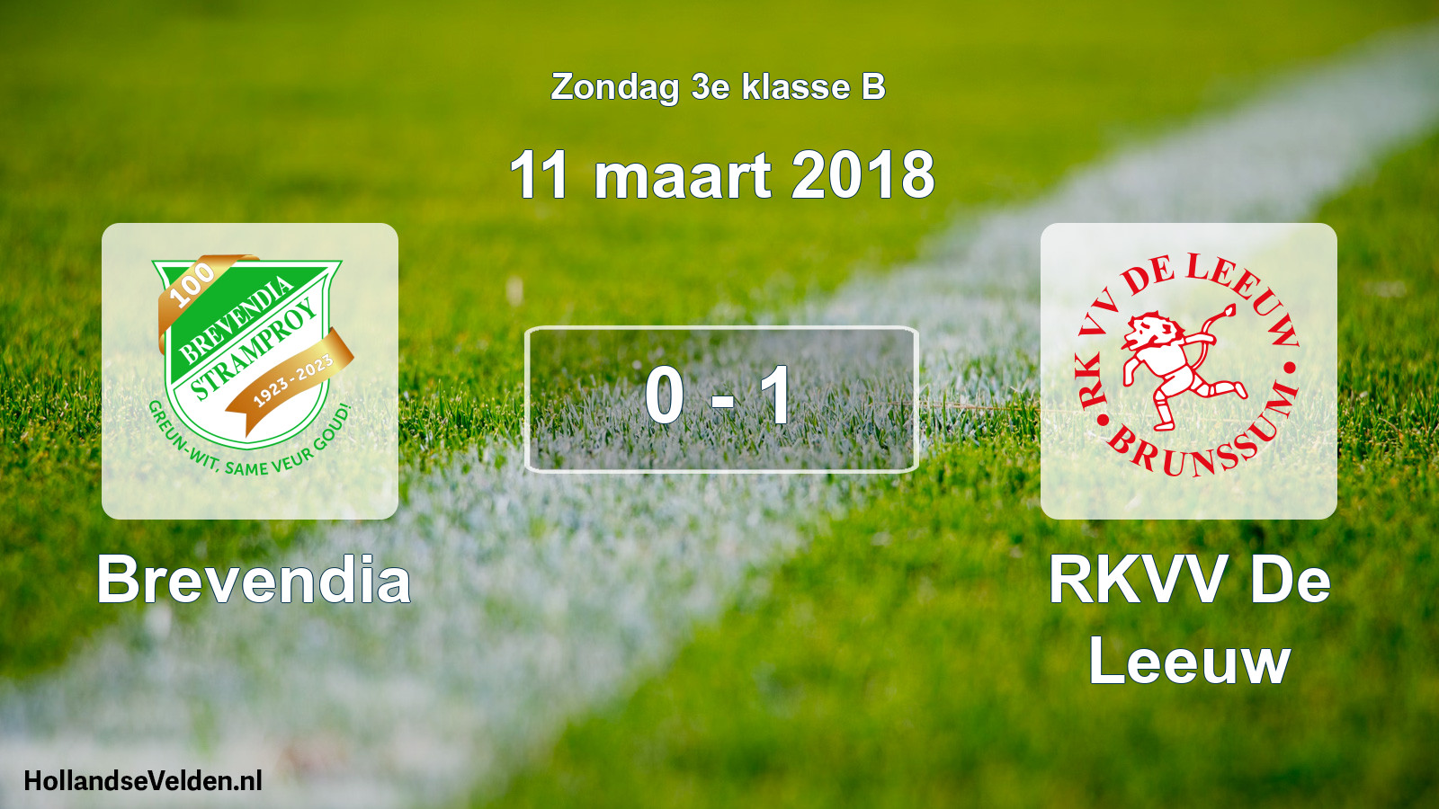 Total number of matches played: Brevendia - RKVV De Leeuw 0 - 1 (11 March 2018)