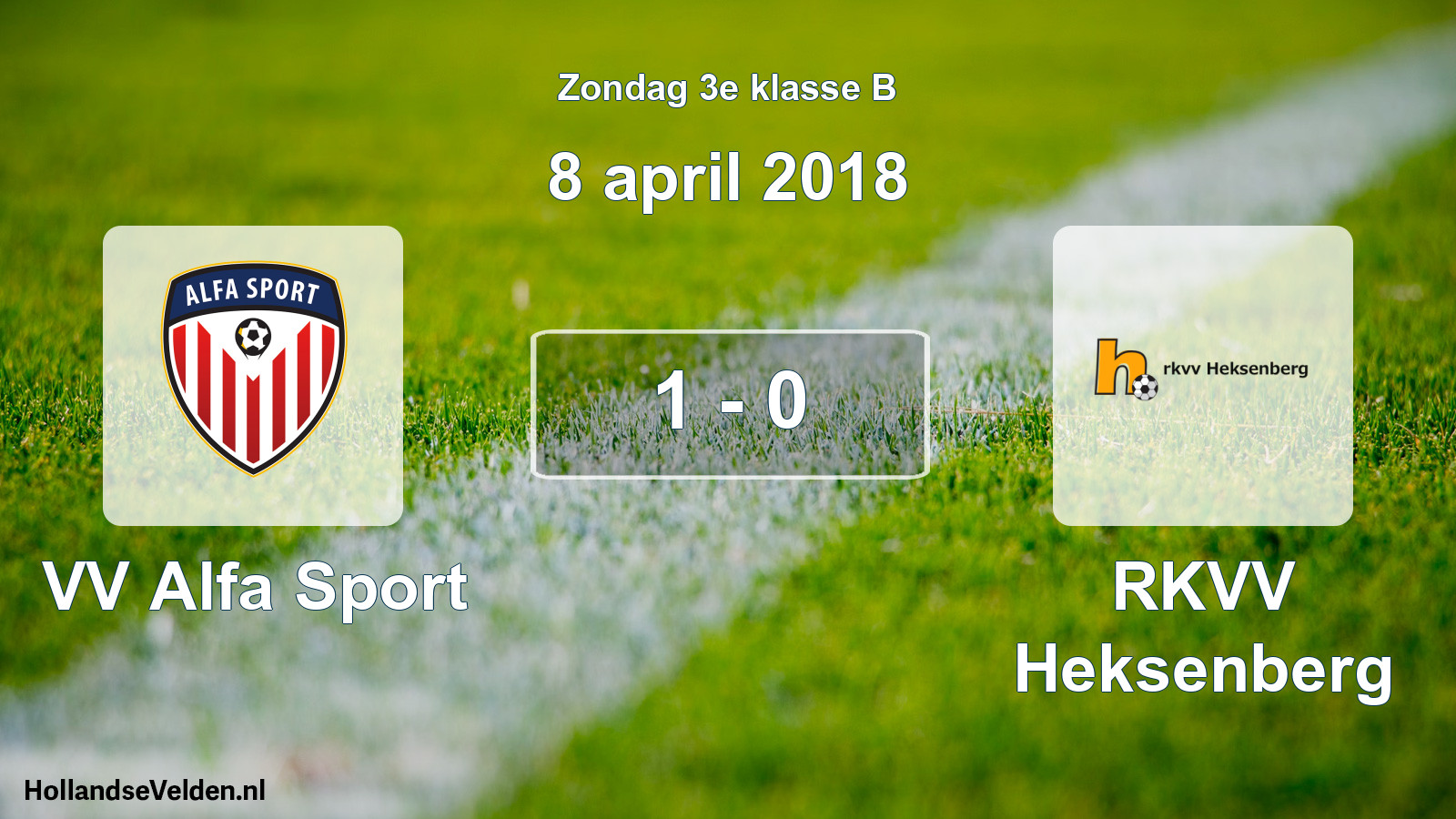 Total number of matches played: VV Alfa Sport - RKVV Heksenberg 1 - 0 (8 April 2018)