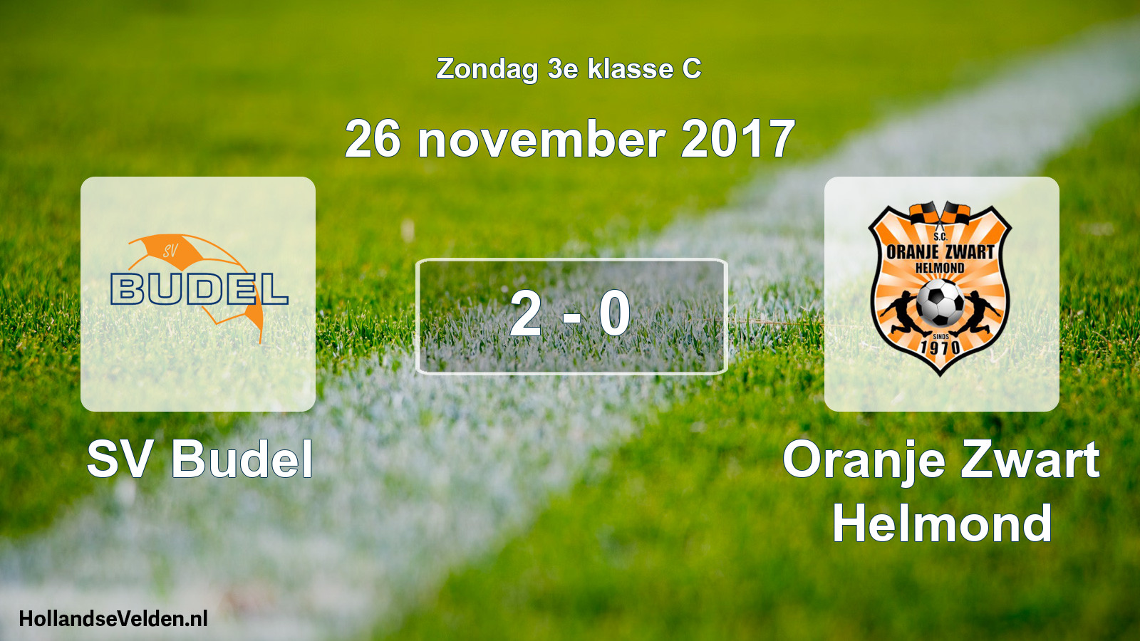 Total number of matches played: SV Budel - Oranje Zwart Helmond 2 - 0 (26 November 2017)