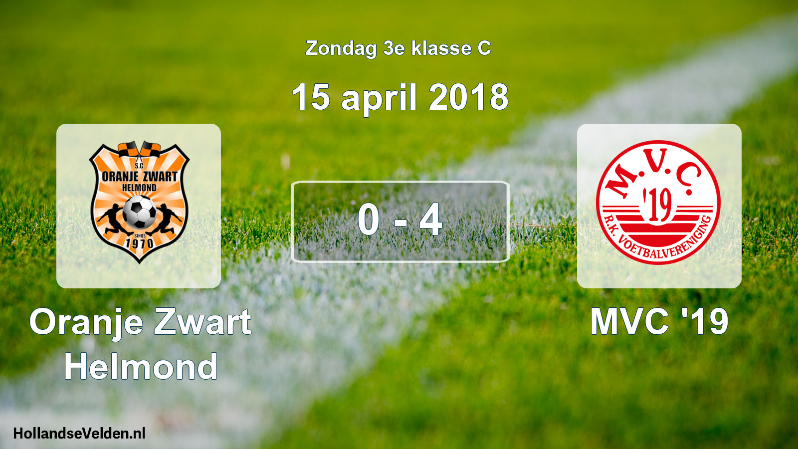 Total number of matches played: Oranje Zwart Helmond - MVC '19 0 - 4 (15 April 2018)