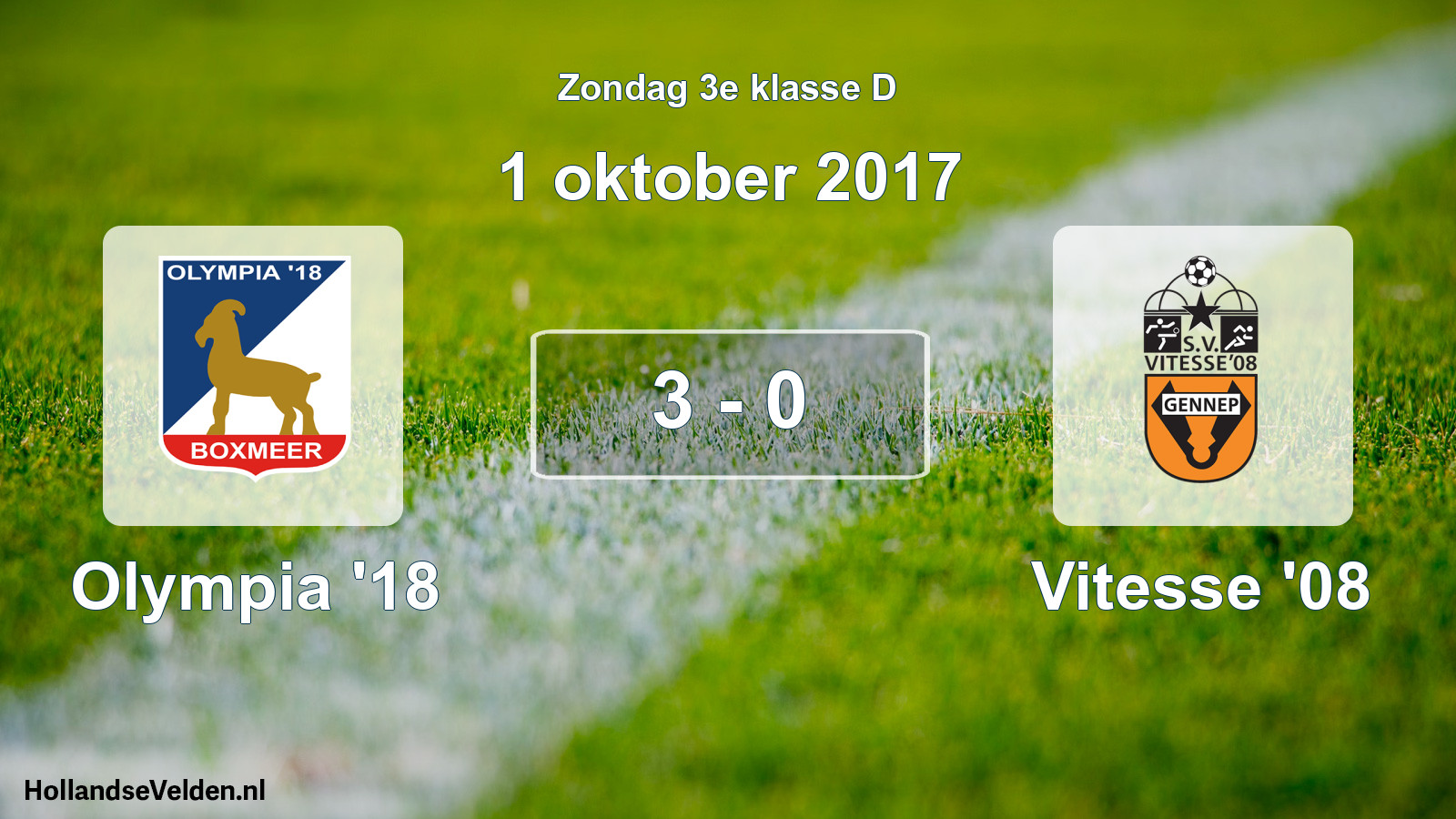 Total number of matches played: Olympia '18 - Vitesse '08 3 - 0 (1 October 2017)