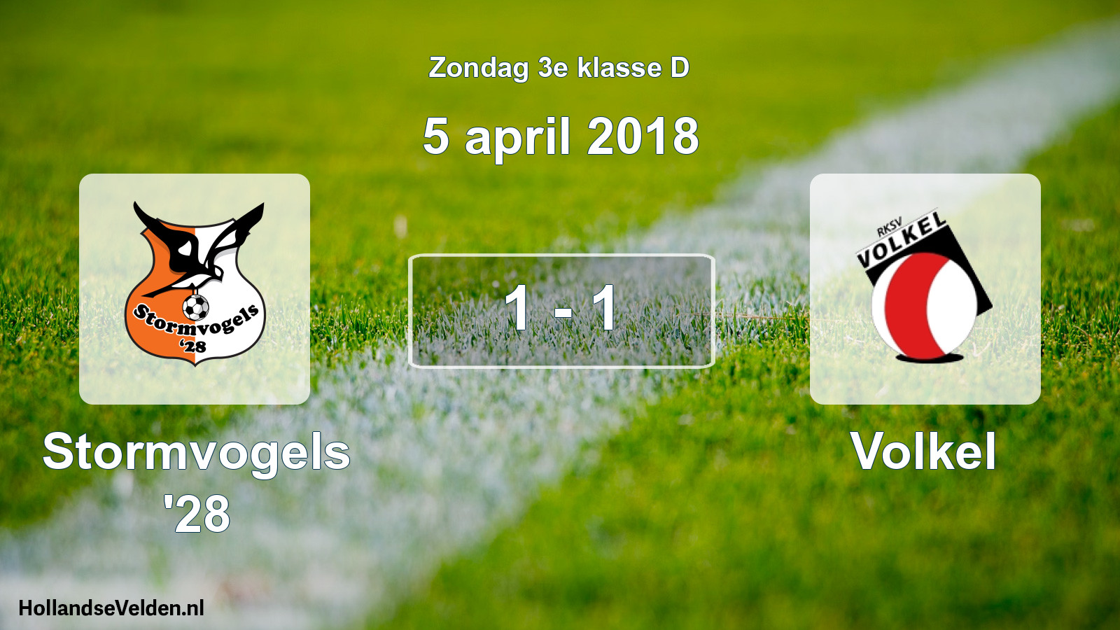 Total number of matches played: Stormvogels '28 - Volkel 1 - 1 (5 April 2018)
