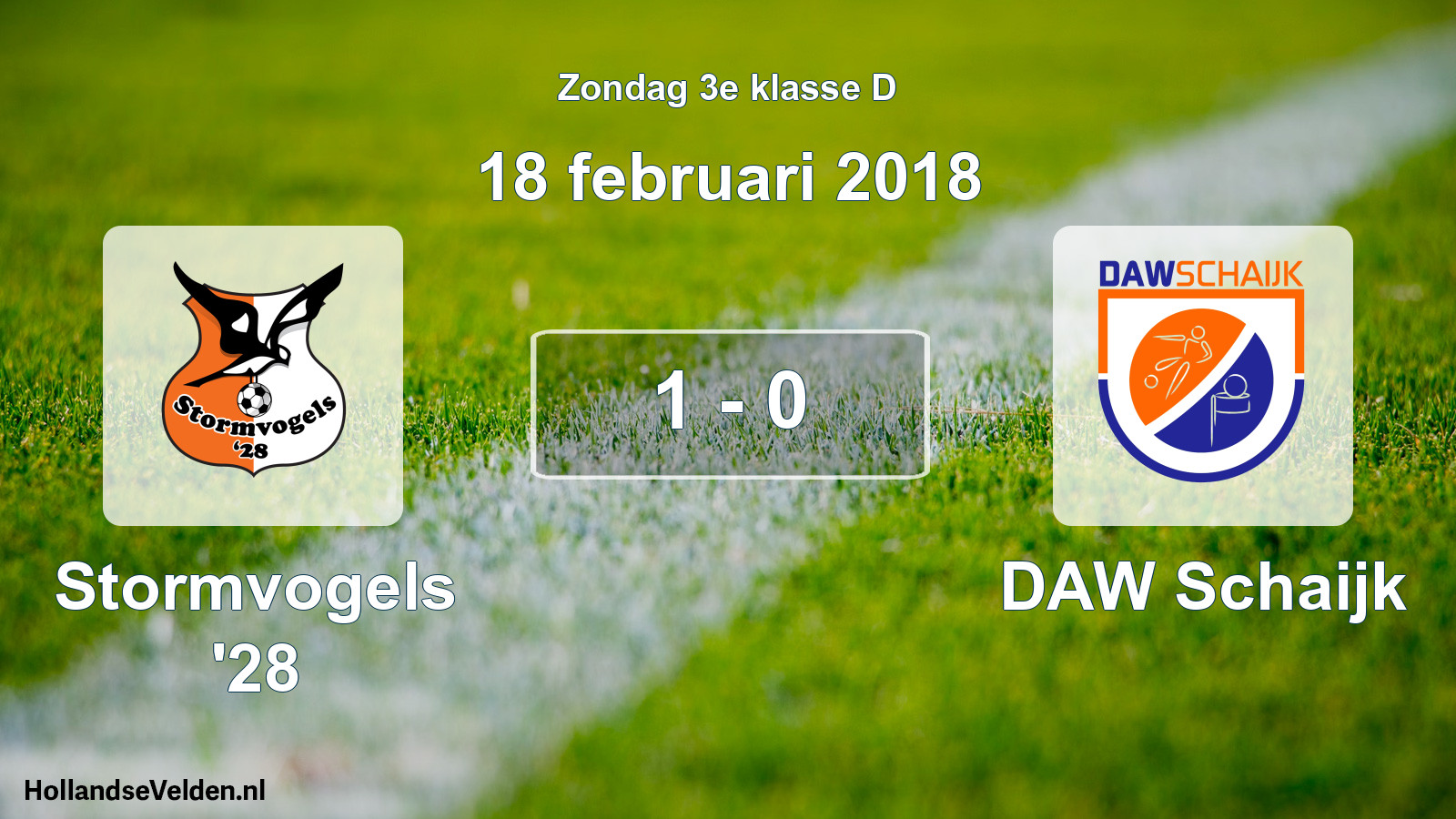 Total number of matches played: Stormvogels '28 - DAW Schaijk 1 - 0 (18 February 2018)
