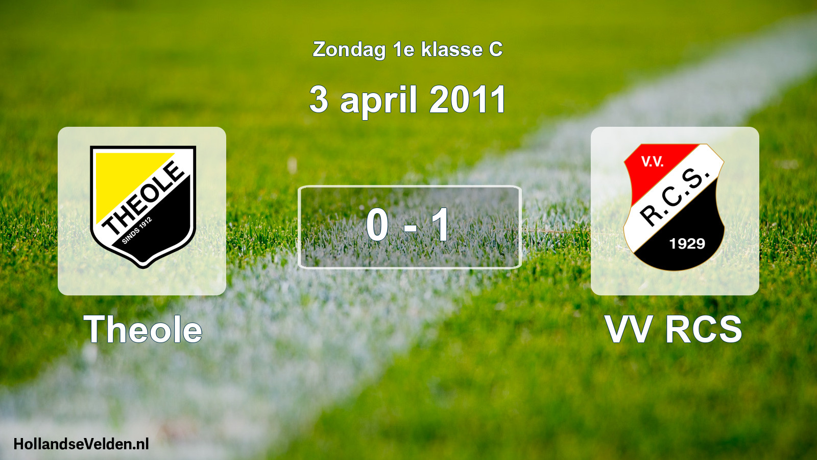 Total number of matches played: Theole - VV RCS 0 - 1 (3 April 2011)