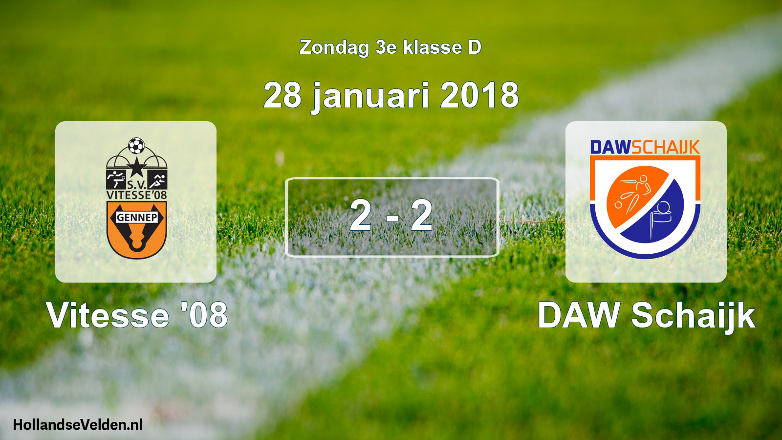 Total number of matches played: Vitesse '08 - DAW Schaijk 2 - 2 (28 January 2018)