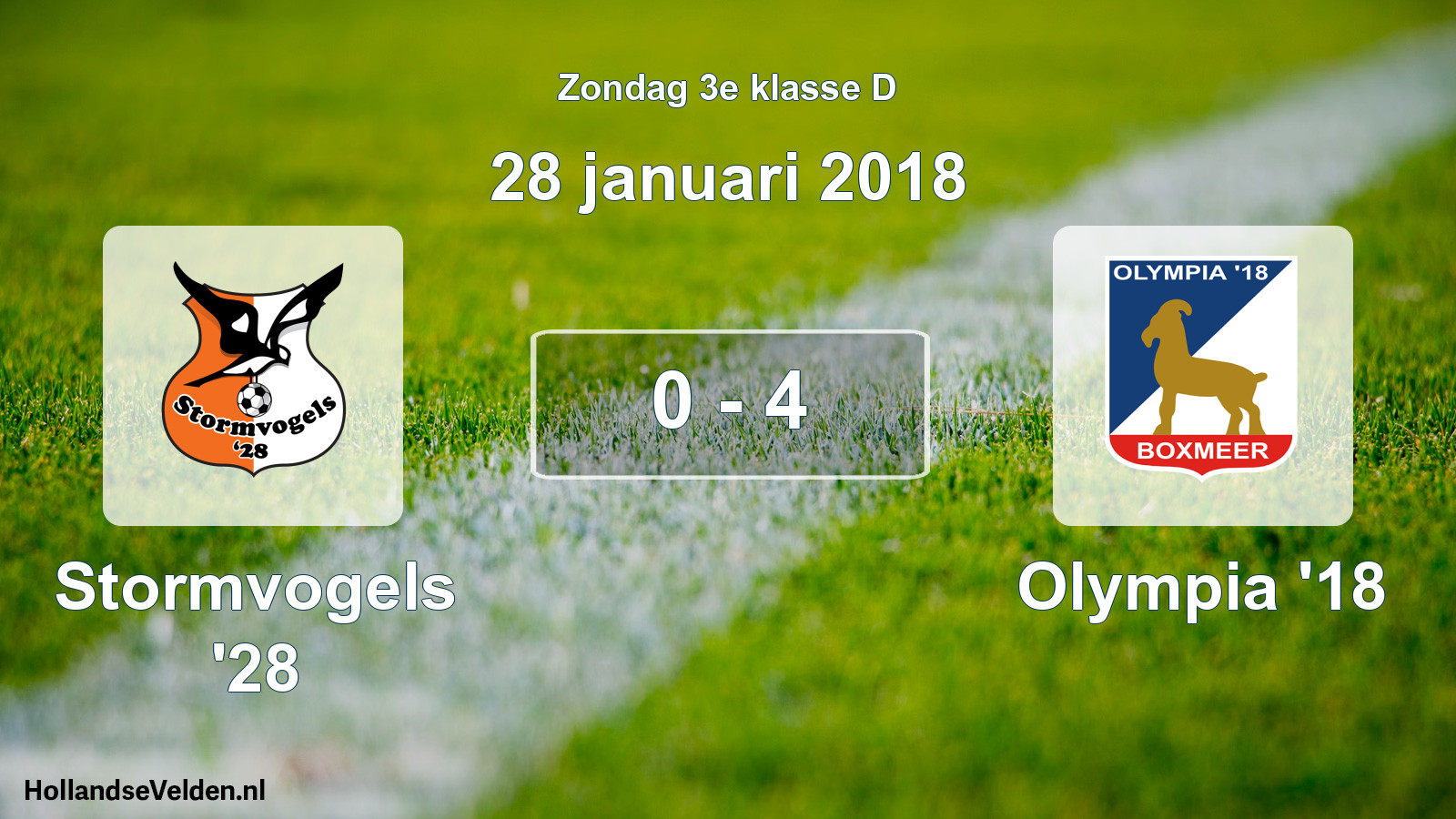 Total number of matches played: Stormvogels '28 - Olympia '18 0 - 4 (28 January 2018)