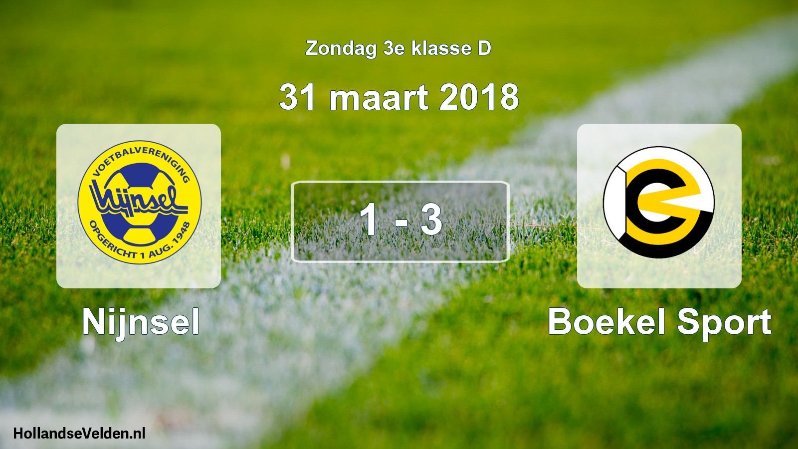 Total number of matches played: Nijnsel - Boekel Sport 1 - 3 (31 March 2018)