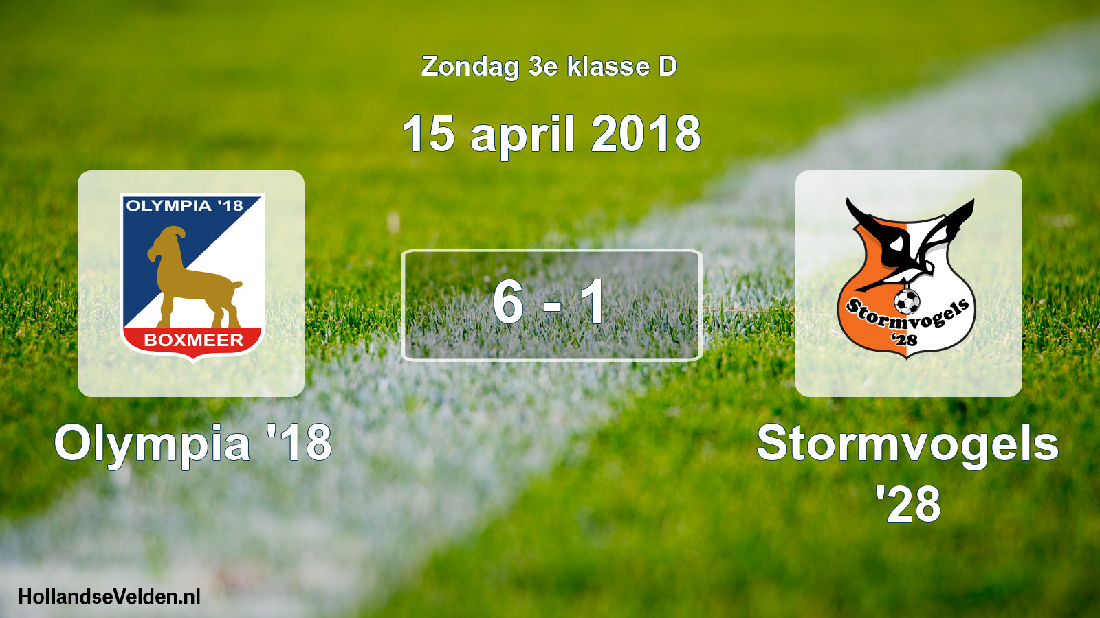 Total number of matches played: Olympia '18 - Stormvogels '28 6 - 1 (15 April 2018)