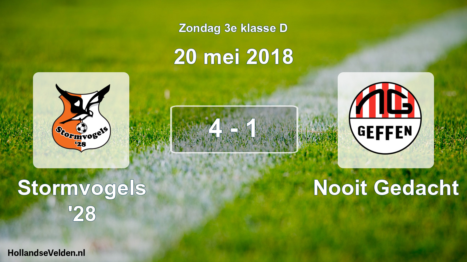 Total number of matches played: Stormvogels '28 - Nooit Gedacht 4 - 1 (20 May 2018)