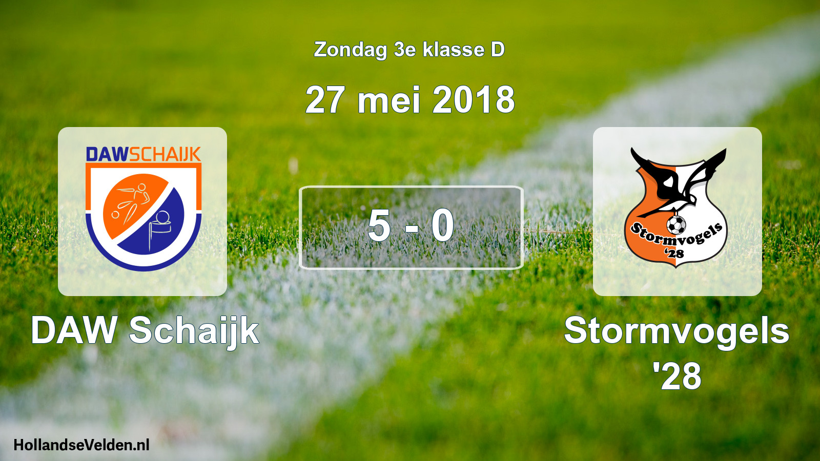Total number of matches played: DAW Schaijk - Stormvogels '28 5 - 0 (27 May 2018)