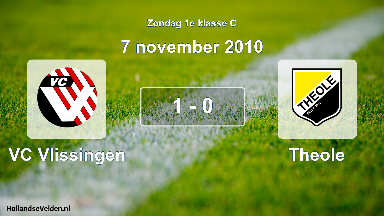 Total number of matches played: VC Vlissingen - Theole 1 - 0 (7 November 2010)