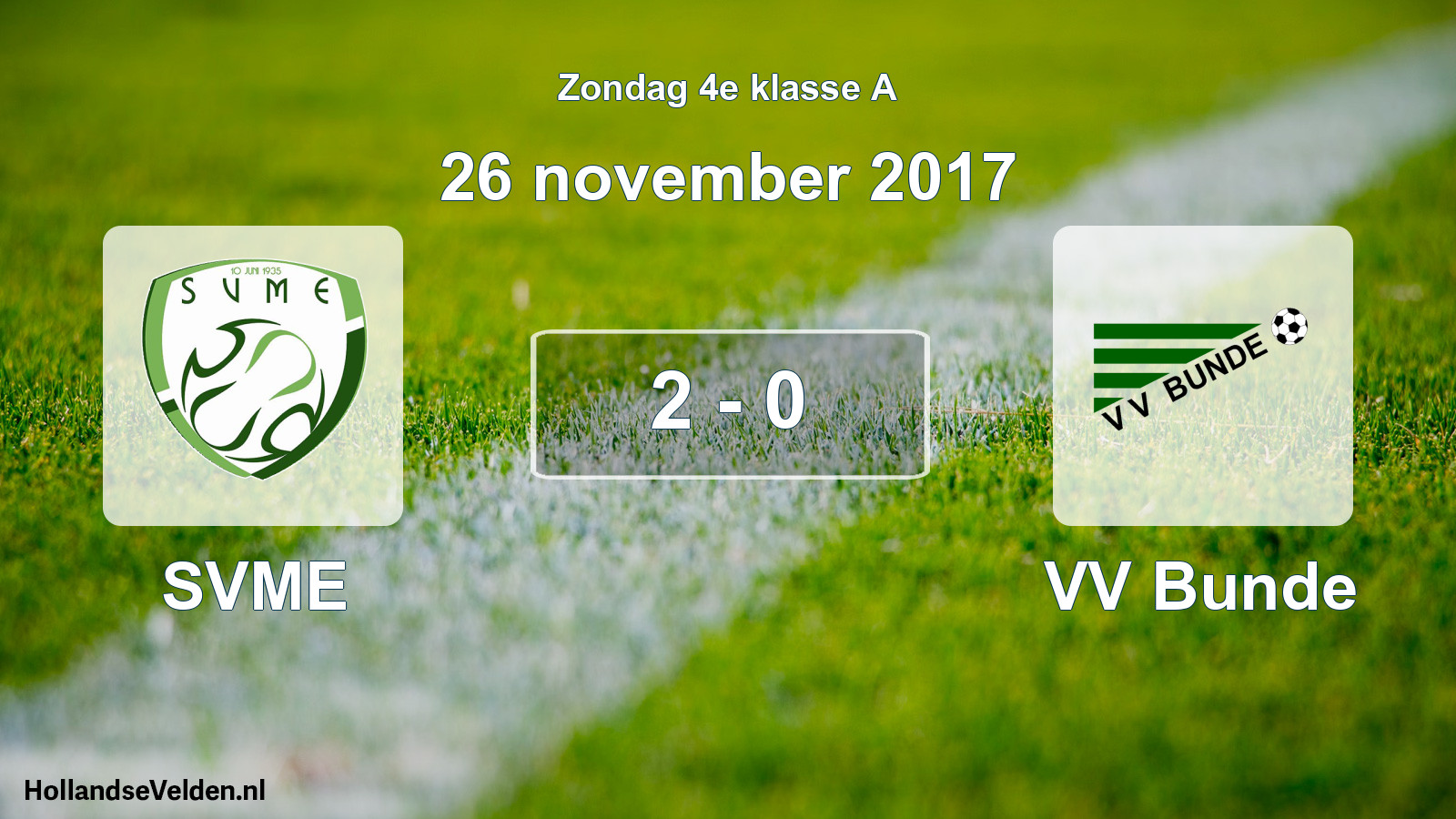 Total number of matches played: SVME - VV Bunde 2 - 0 (26 November 2017)