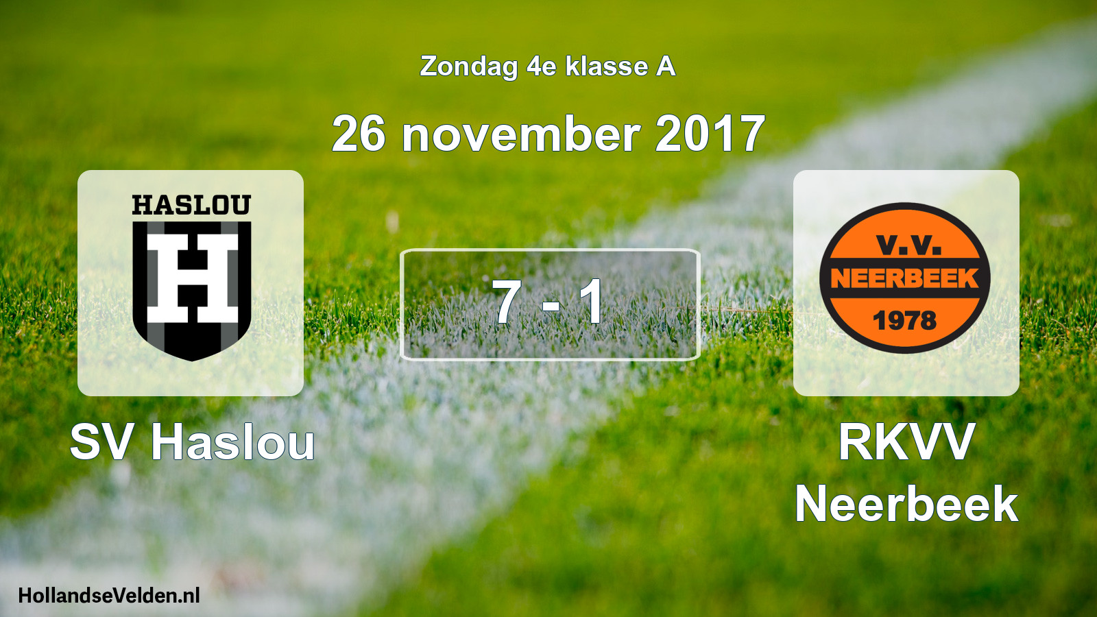 Total number of matches played: SV Haslou - RKVV Neerbeek 7 - 1 (26 November 2017)