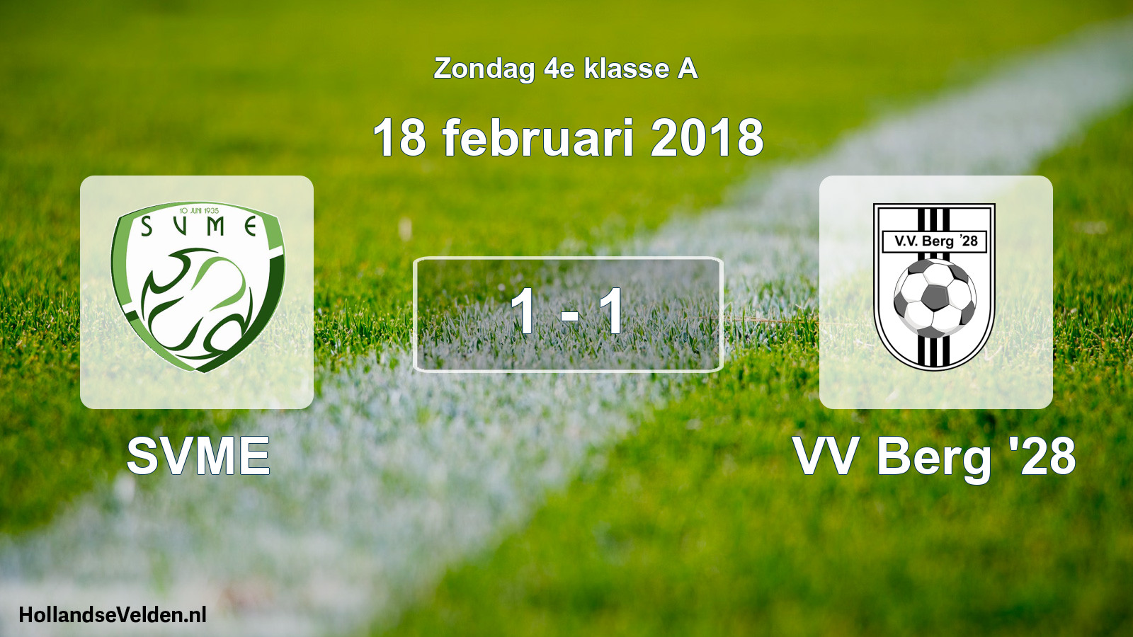 Total number of matches played: SVME - VV Berg '28 1 - 1 (18 February 2018)