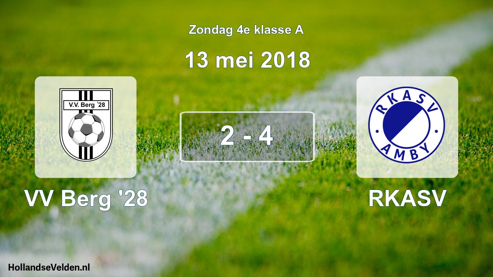 Total number of matches played: VV Berg '28 - RKASV 2 - 4 (13 May 2018)