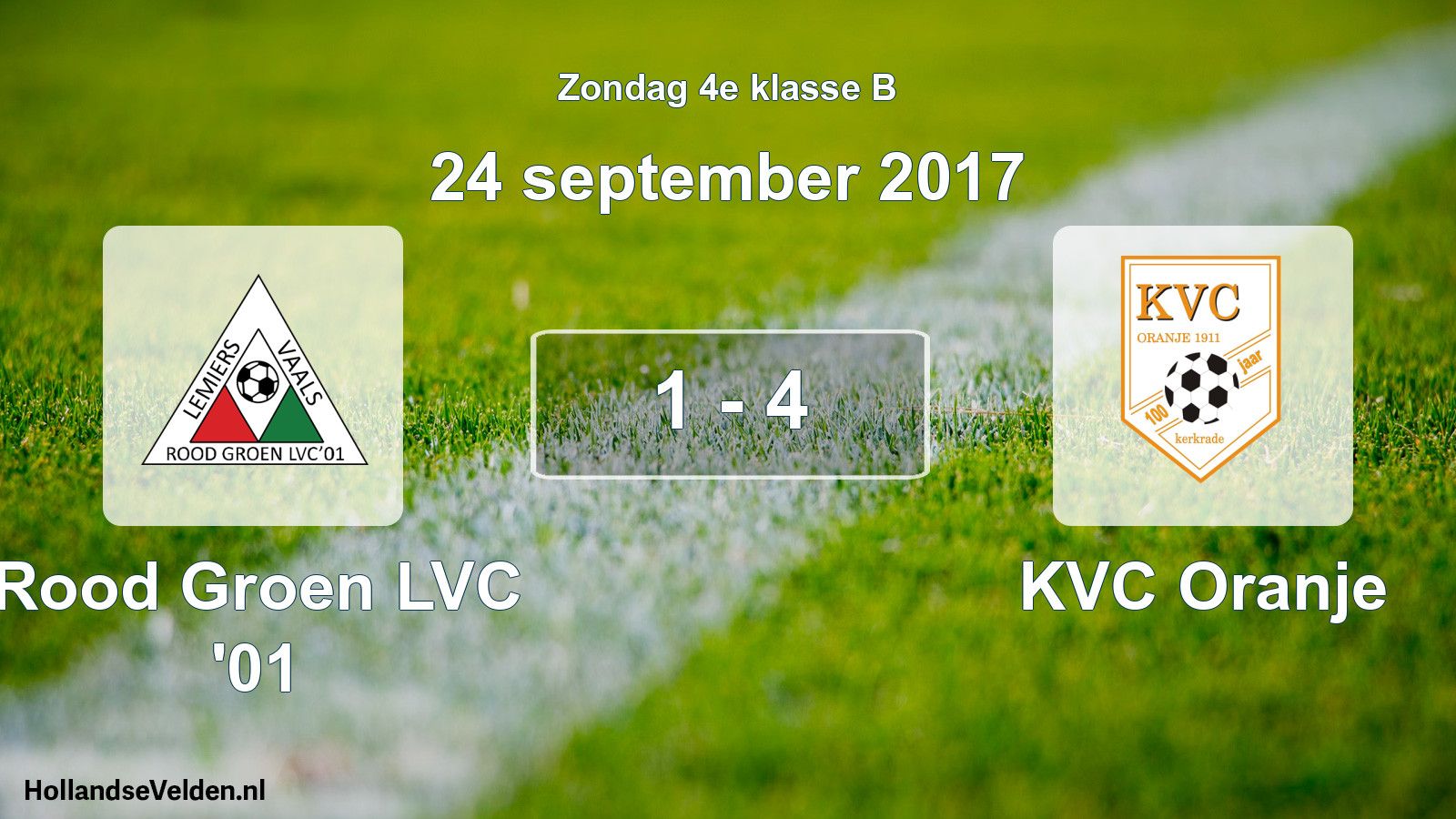 Total number of matches played: Rood Groen LVC '01 - KVC Oranje 1 - 4 (24 September 2017)