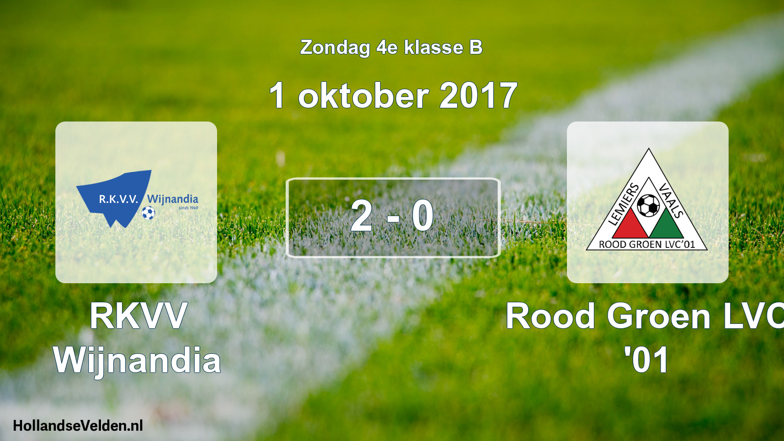 Total number of matches played: RKVV Wijnandia - Rood Groen LVC '01 2 - 0 (1 October 2017)