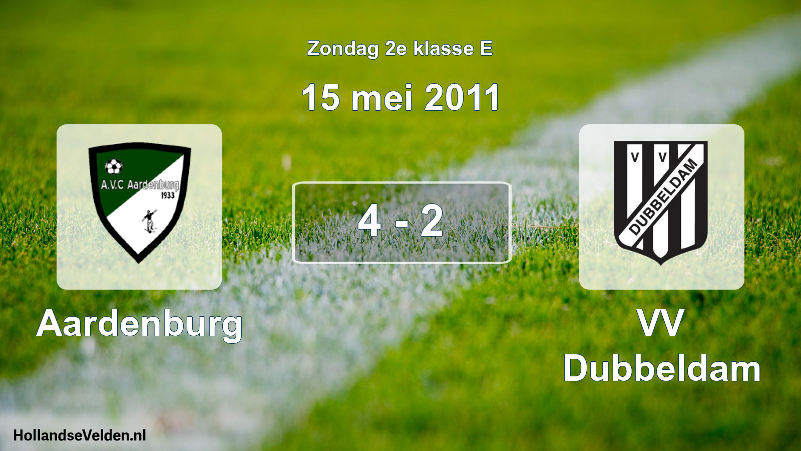 Total number of matches played: Aardenburg - VV Dubbeldam 4 - 2 (15 May 2011)
