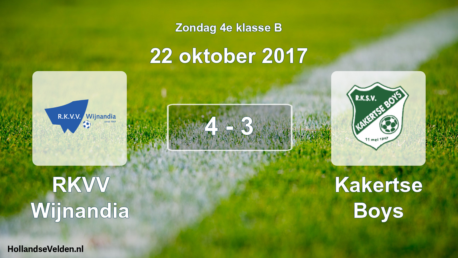 Total number of matches played: RKVV Wijnandia - Kakertse Boys 4 - 3 (22 October 2017)