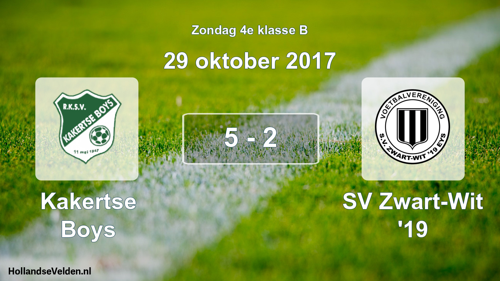 Total number of matches played: Kakertse Boys - SV Zwart-Wit '19 5 - 2 (29 October 2017)