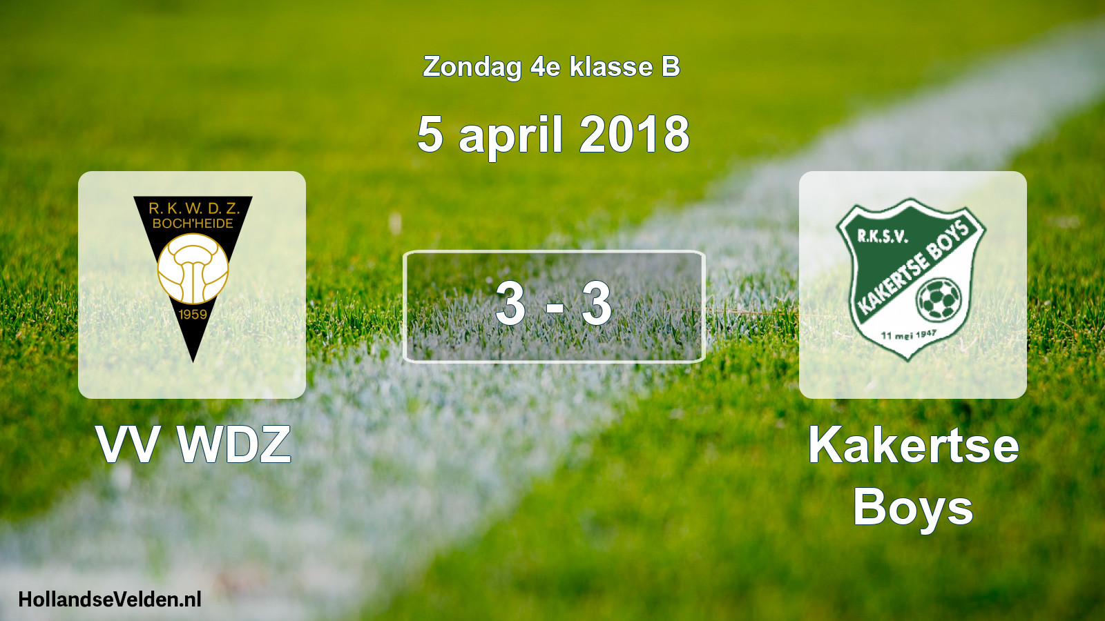 Total number of matches played: VV WDZ - Kakertse Boys 3 - 3 (5 April 2018)