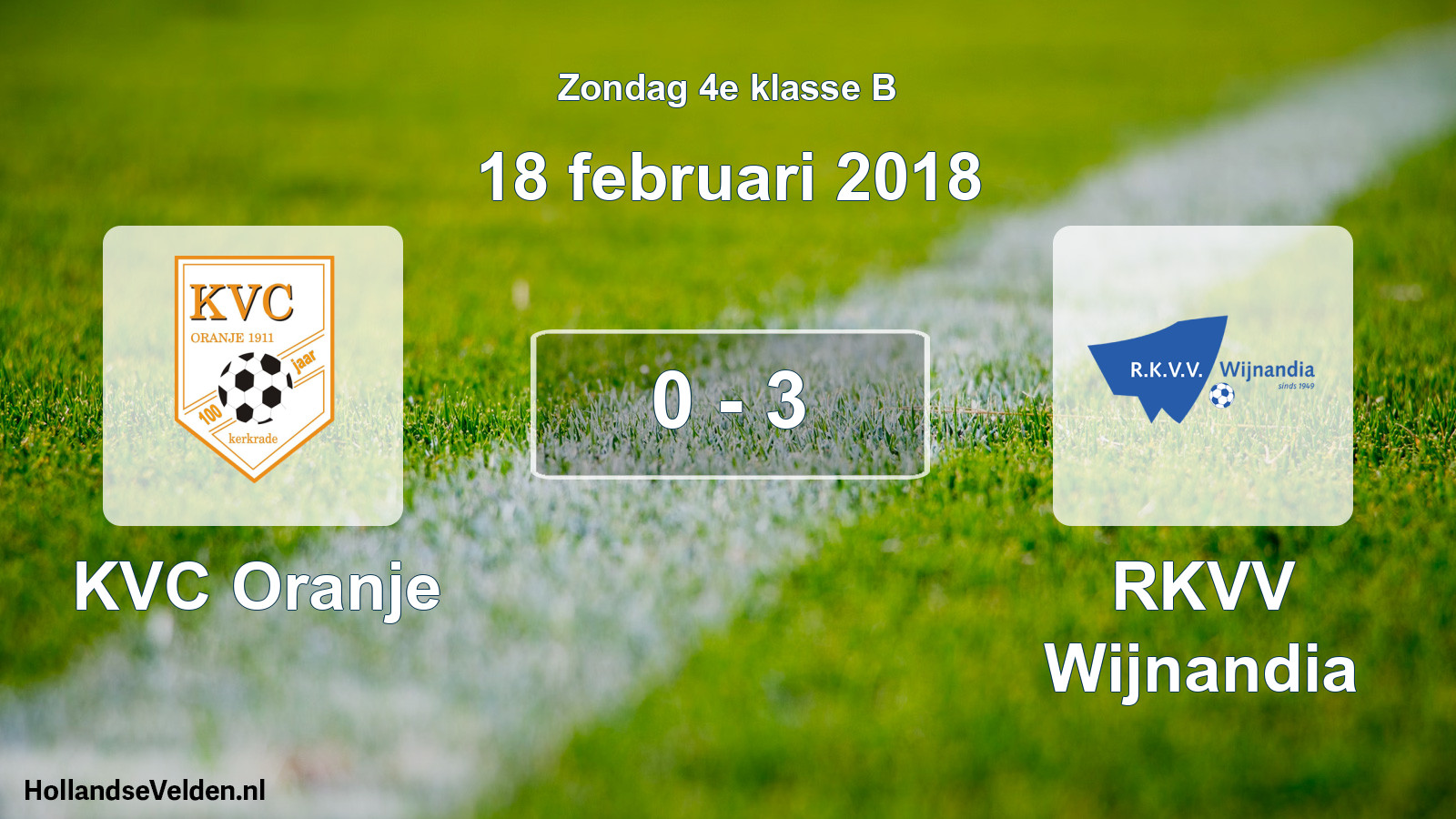 Total number of matches played: KVC Oranje - RKVV Wijnandia 0 - 3 (18 February 2018)