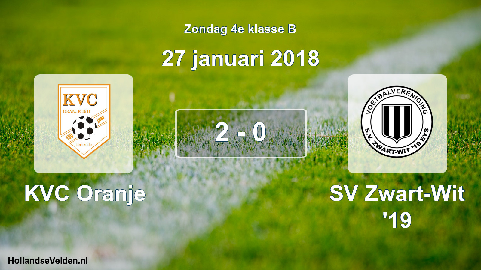 Total number of matches played: KVC Oranje - SV Zwart-Wit '19 2 - 0 (27 January 2018)