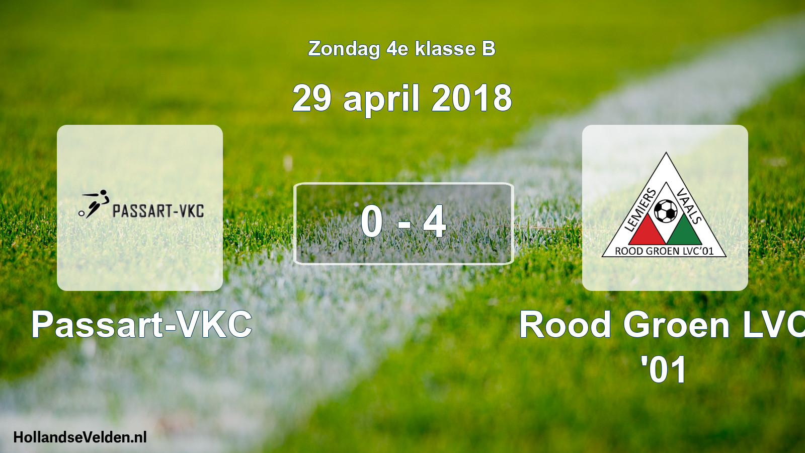Total number of matches played: Passart-VKC - Rood Groen LVC '01 0 - 4 (29 April 2018)