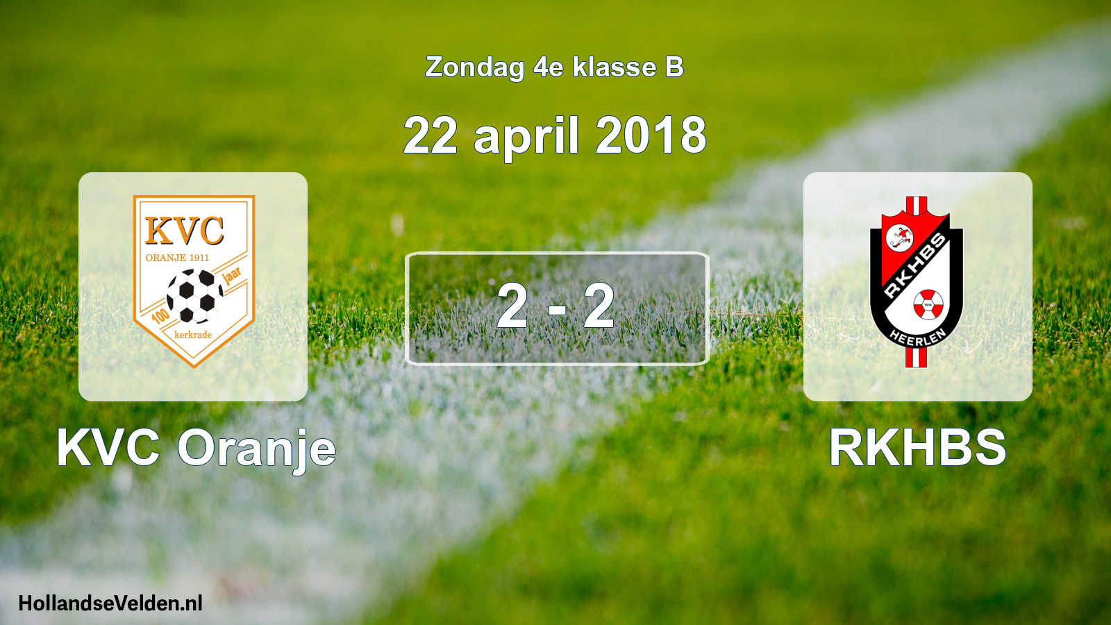 Total number of matches played: KVC Oranje - RKHBS 2 - 2 (22 April 2018)