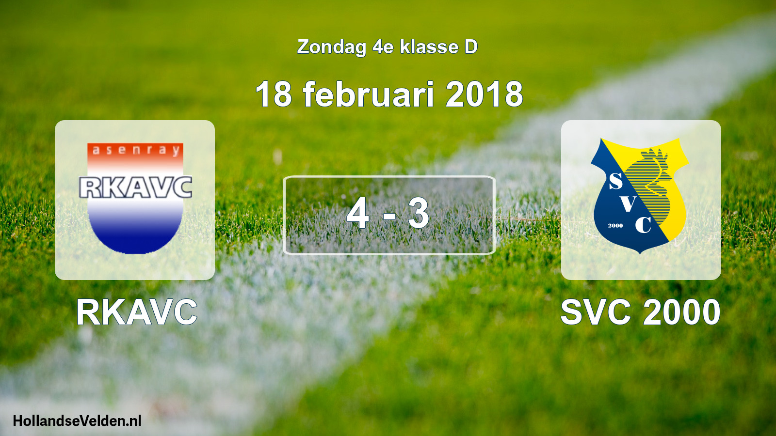 Total number of matches played: RKAVC - SVC 2000 4 - 3 (18 February 2018)