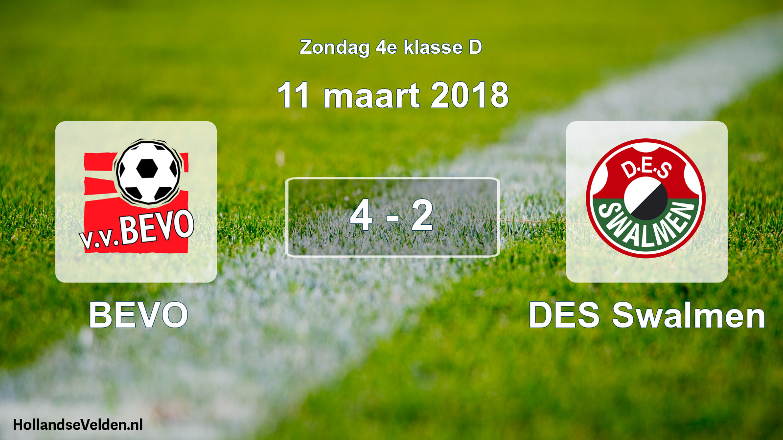 Total number of matches played: BEVO - DES Swalmen 4 - 2 (11 March 2018)