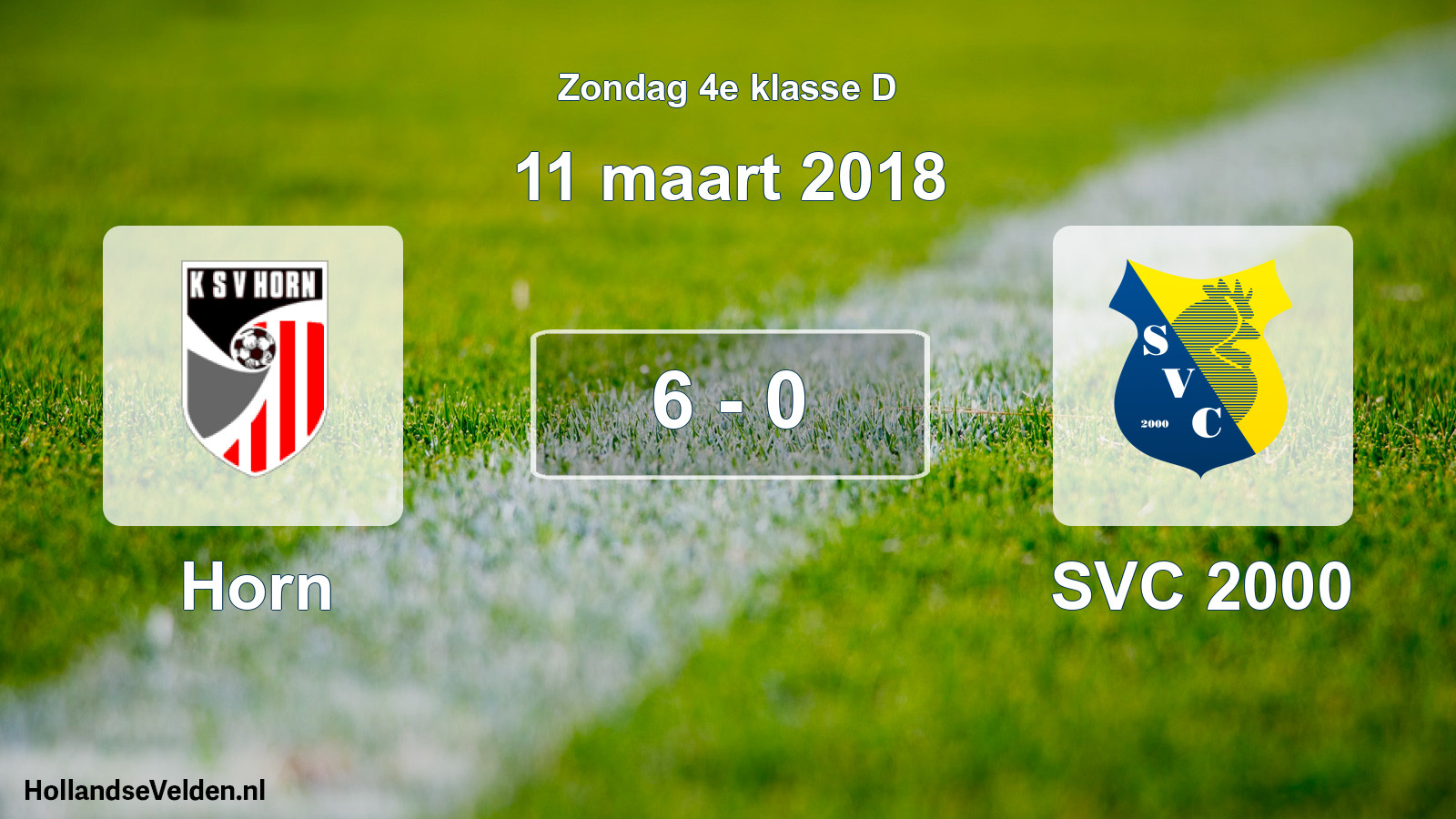 Total number of matches played: Horn - SVC 2000 6 - 0 (11 March 2018)