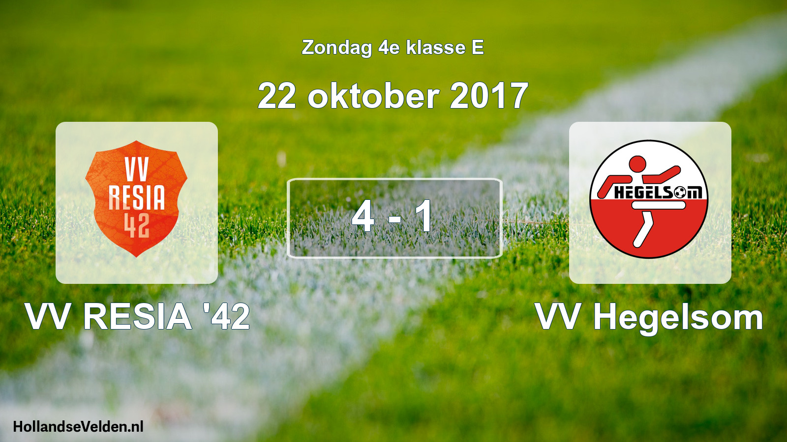 Total number of matches played: VV RESIA '42 - VV Hegelsom 4 - 1 (22 October 2017)