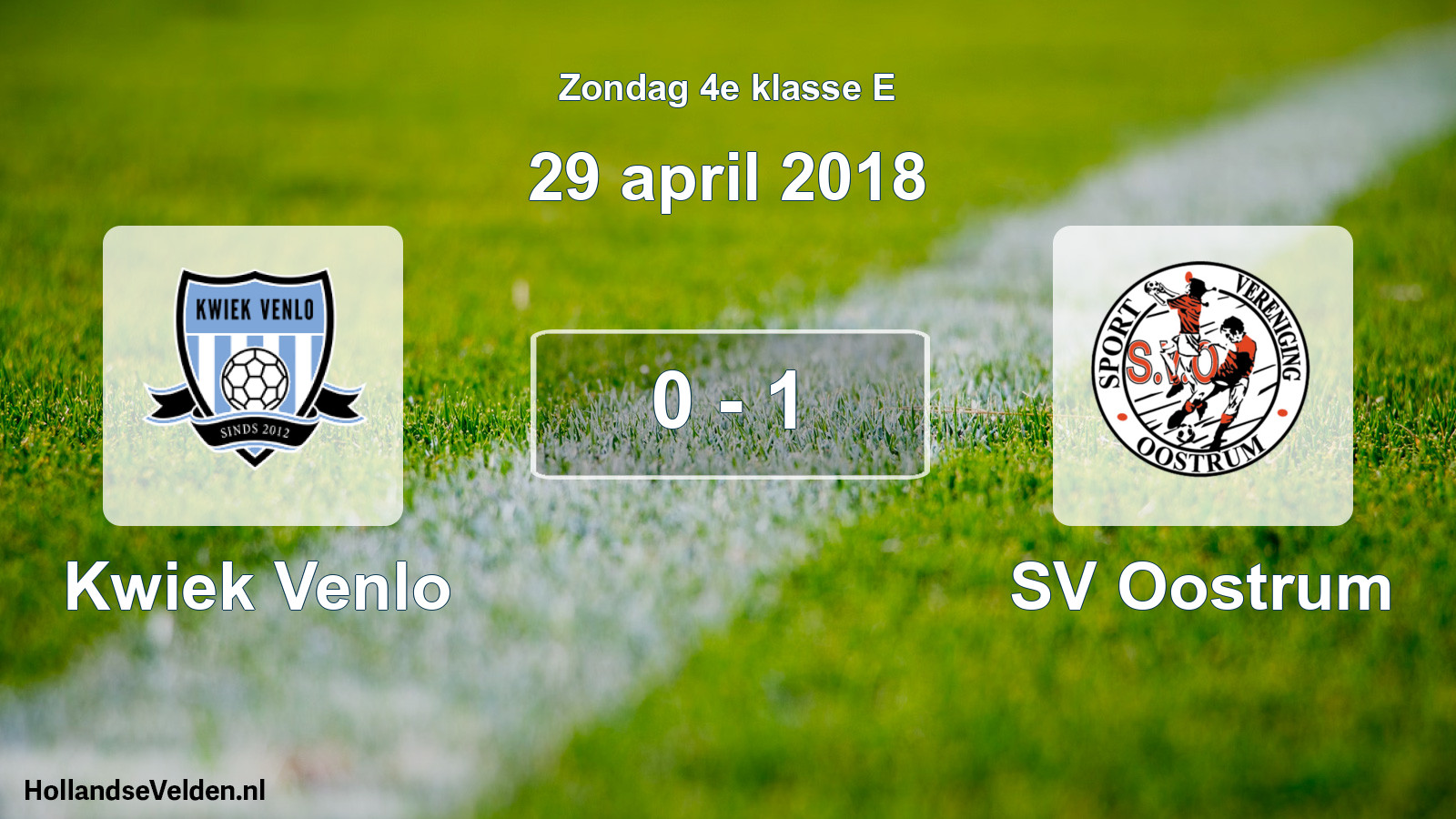 Total number of matches played: Kwiek Venlo - SV Oostrum 0 - 1 (29 April 2018)