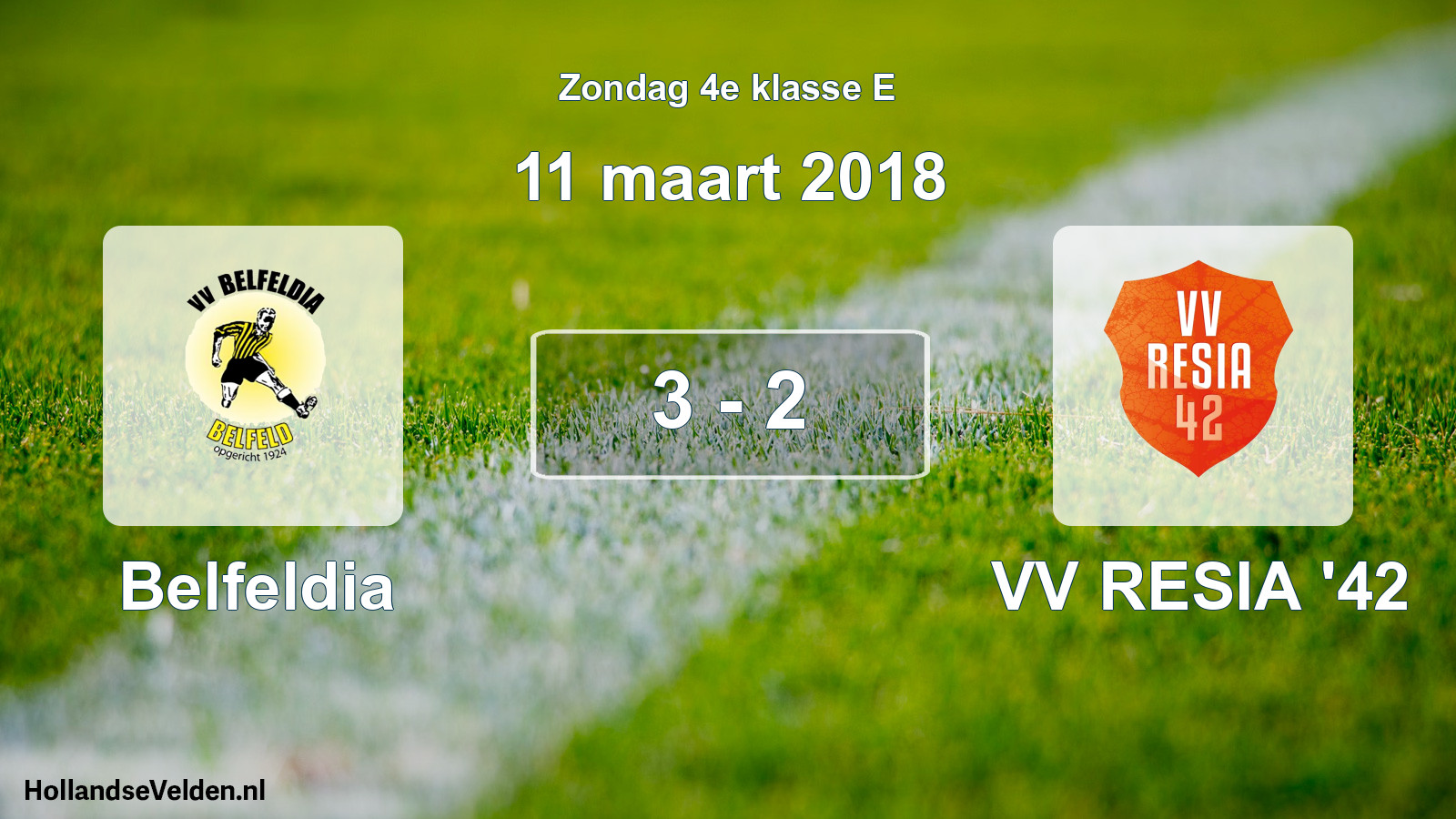 Total number of matches played: Belfeldia - VV RESIA '42 3 - 2 (11 March 2018)