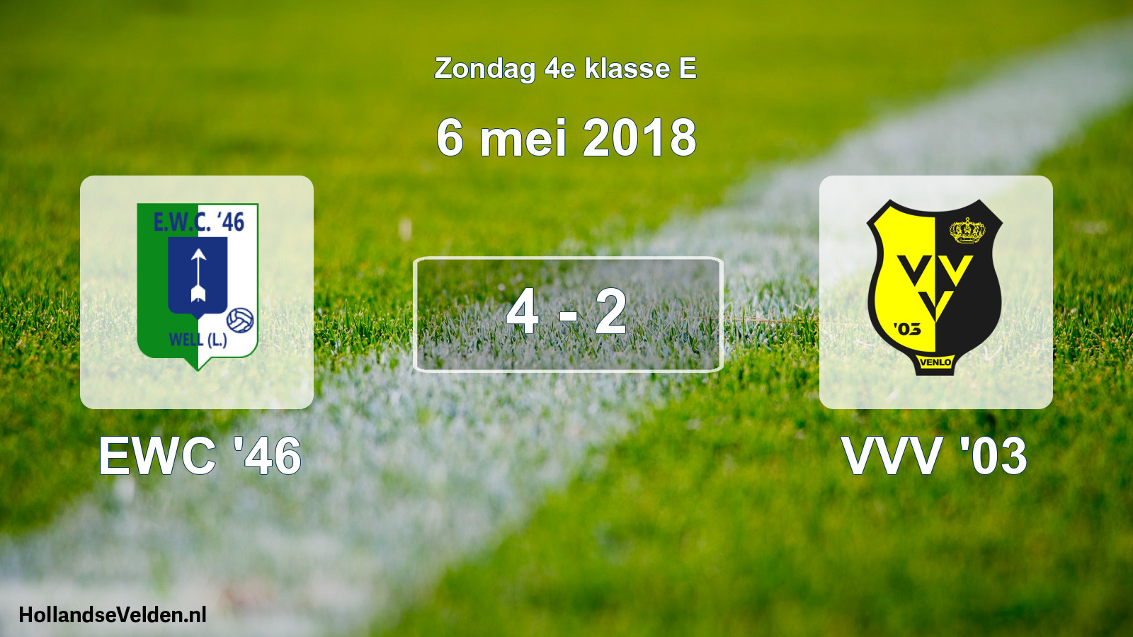 Total number of matches played: EWC '46 - VVV '03 4 - 2 (6 May 2018)